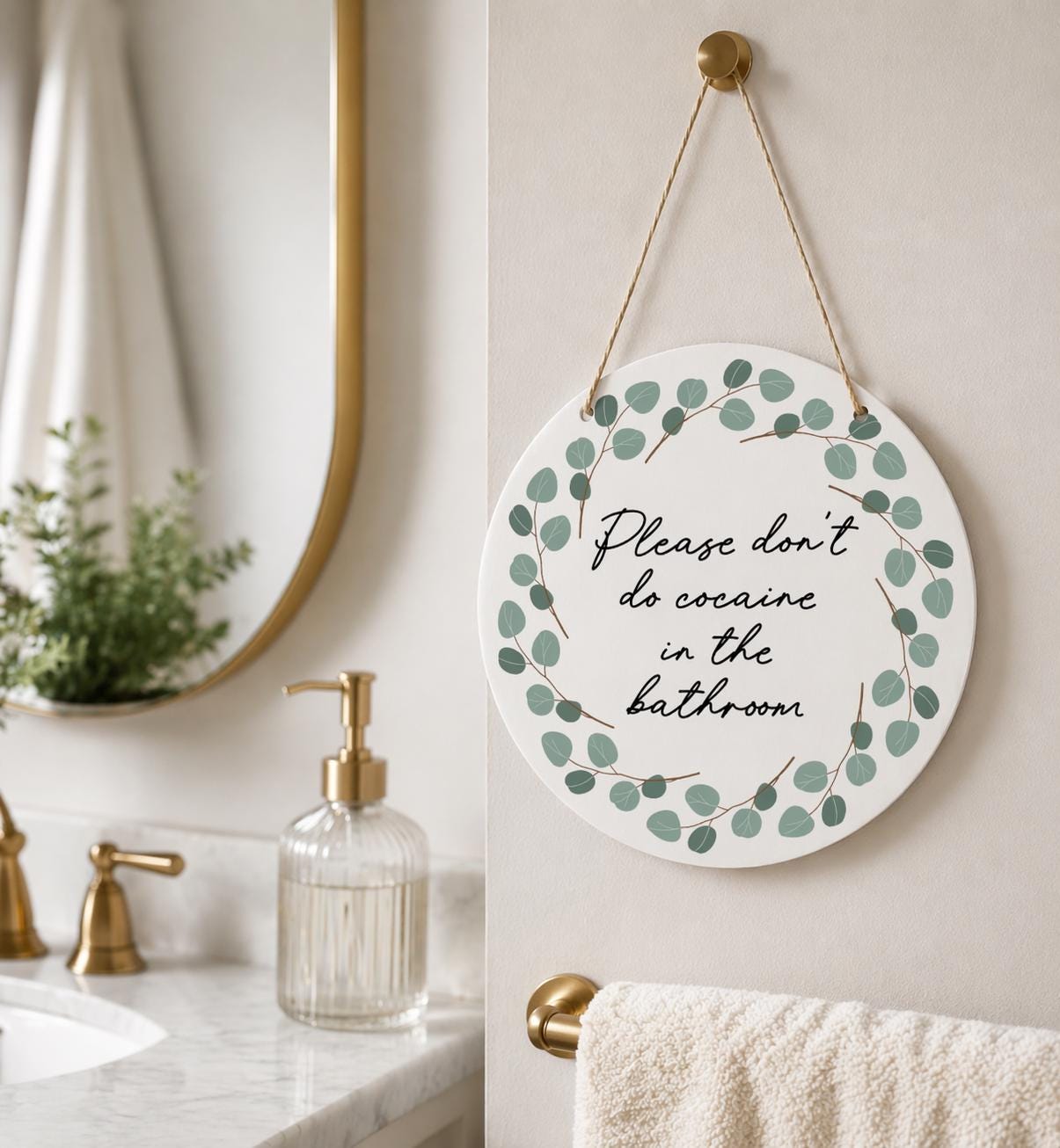 Please don't do cocaine in the bathroom wall hanging wall art funny gift funny decoration