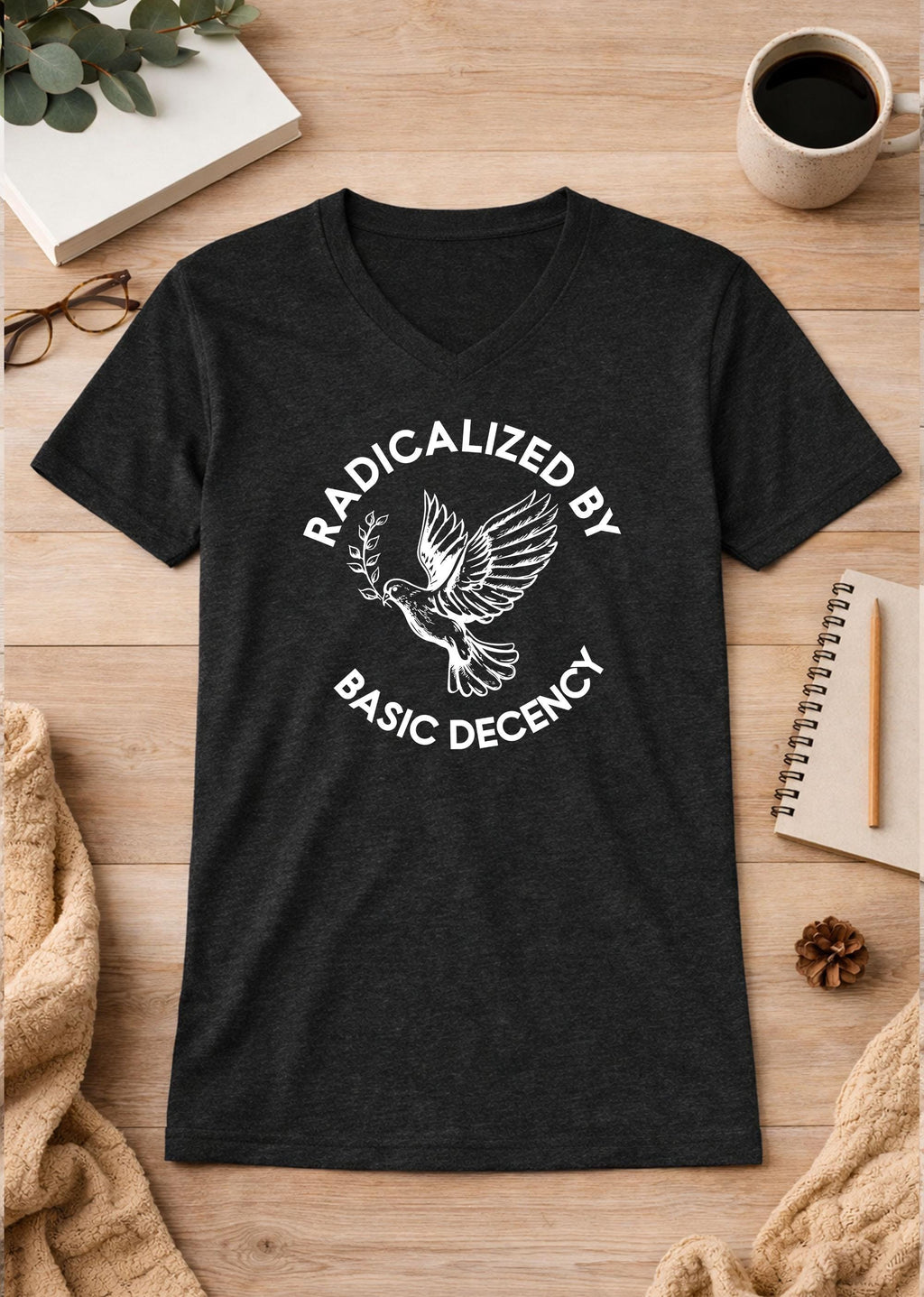 Radicalized By Basic Decency Unisex V-Neck T-Shirt political shirt