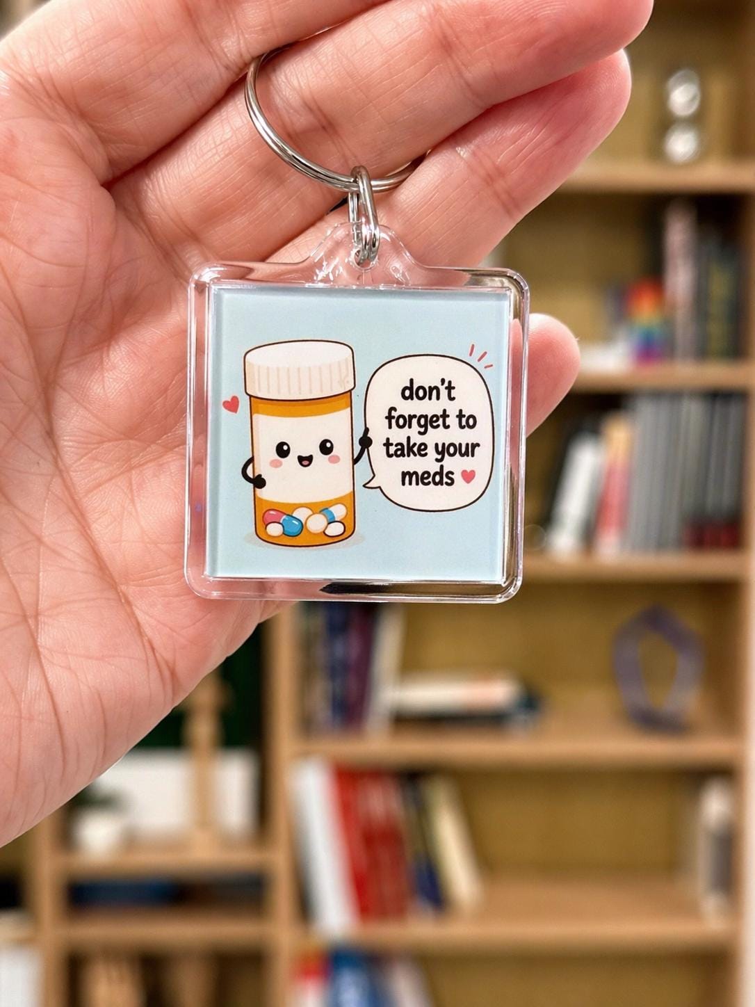 Funny Pill Bottle Keychain – Don't Forget Your Meds Accessory