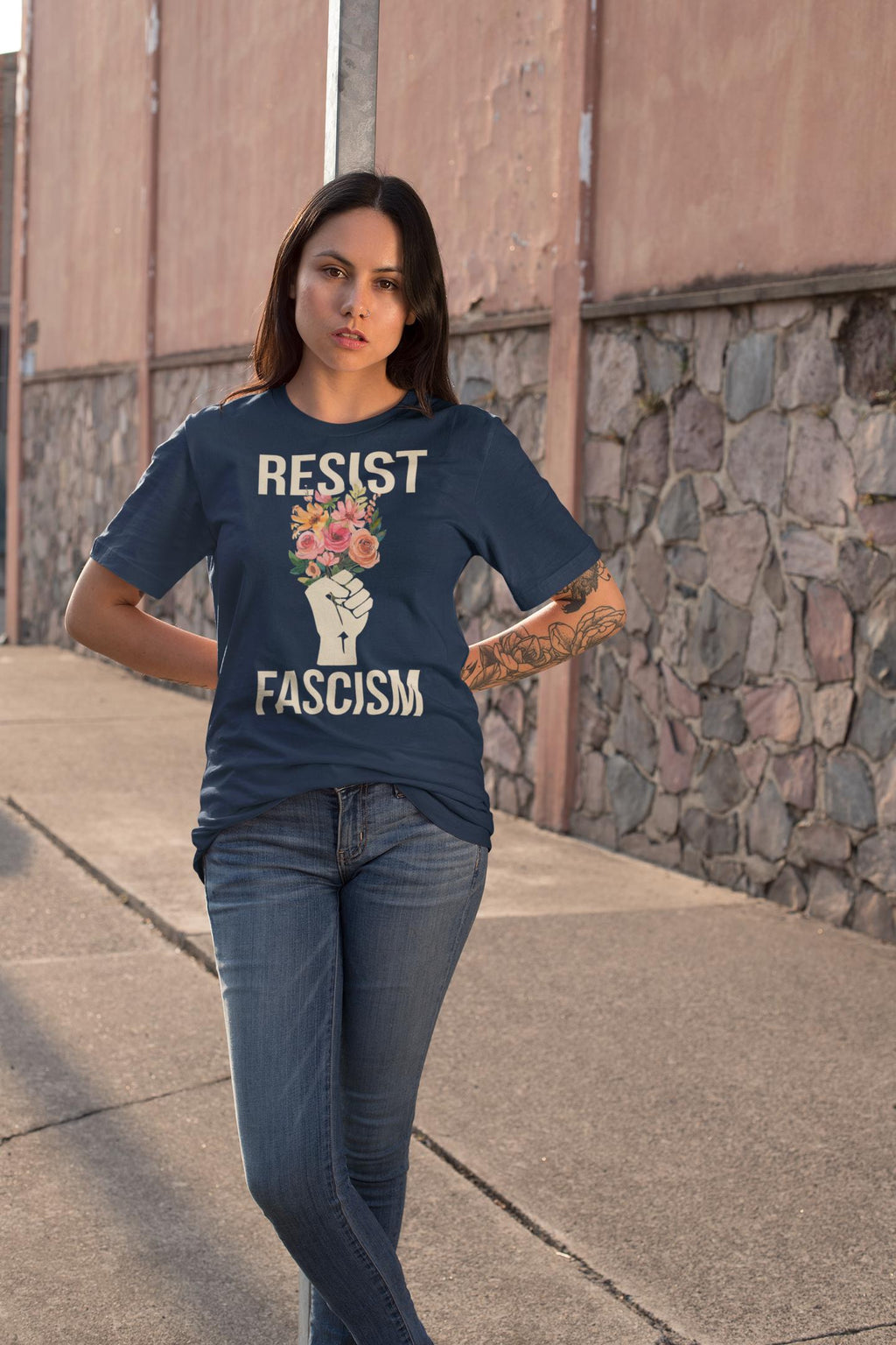 Resist Fascism Unisex V-Neck T-Shirt