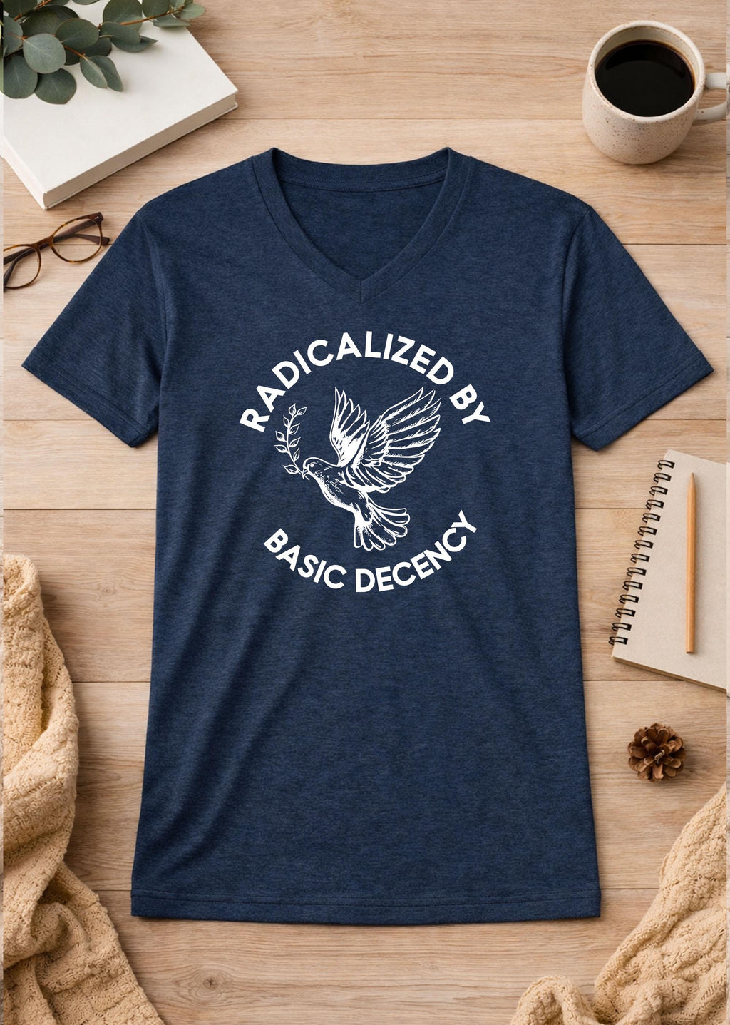 Radicalized By Basic Decency Unisex V-Neck T-Shirt political shirt