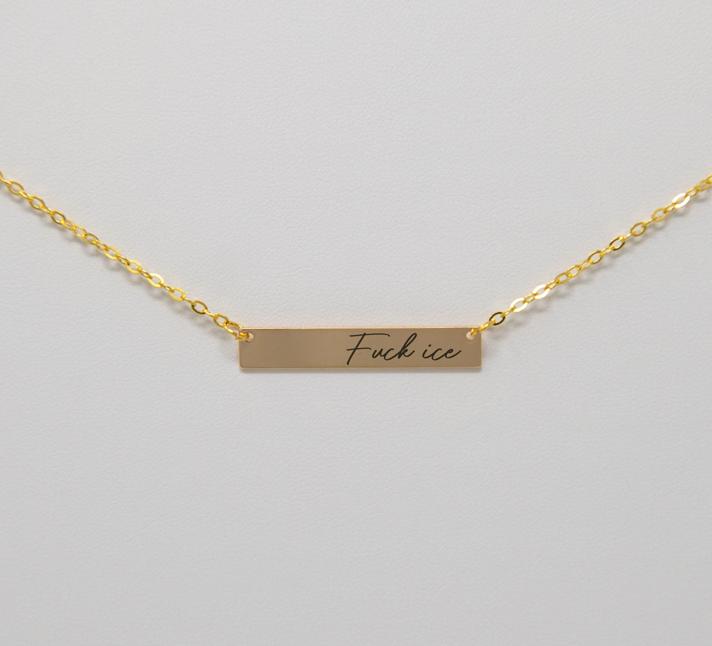 Fuck ice engraved necklace 18k gold plated protest gear
