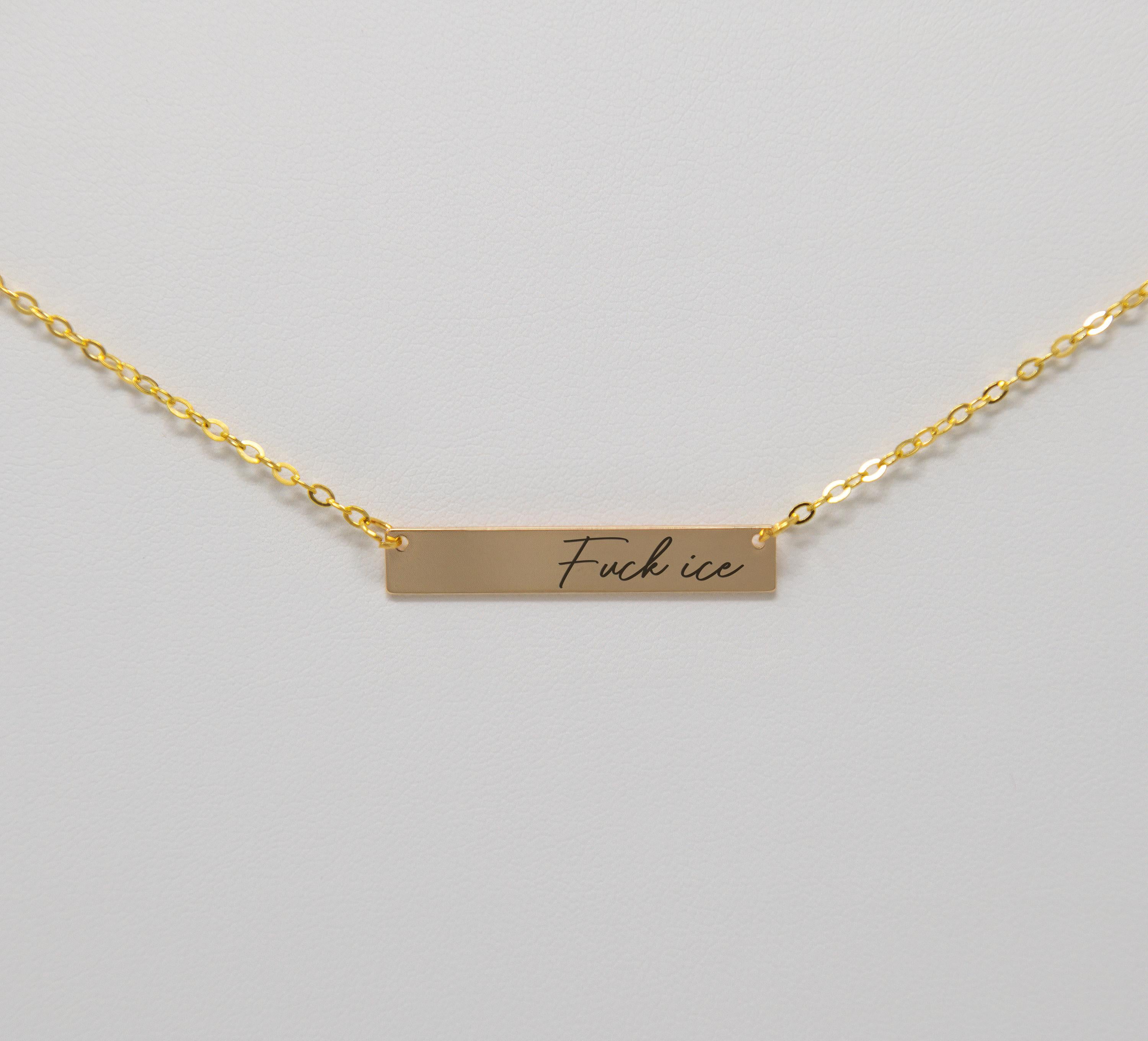 Fuck ice engraved necklace 18k gold plated protest gear