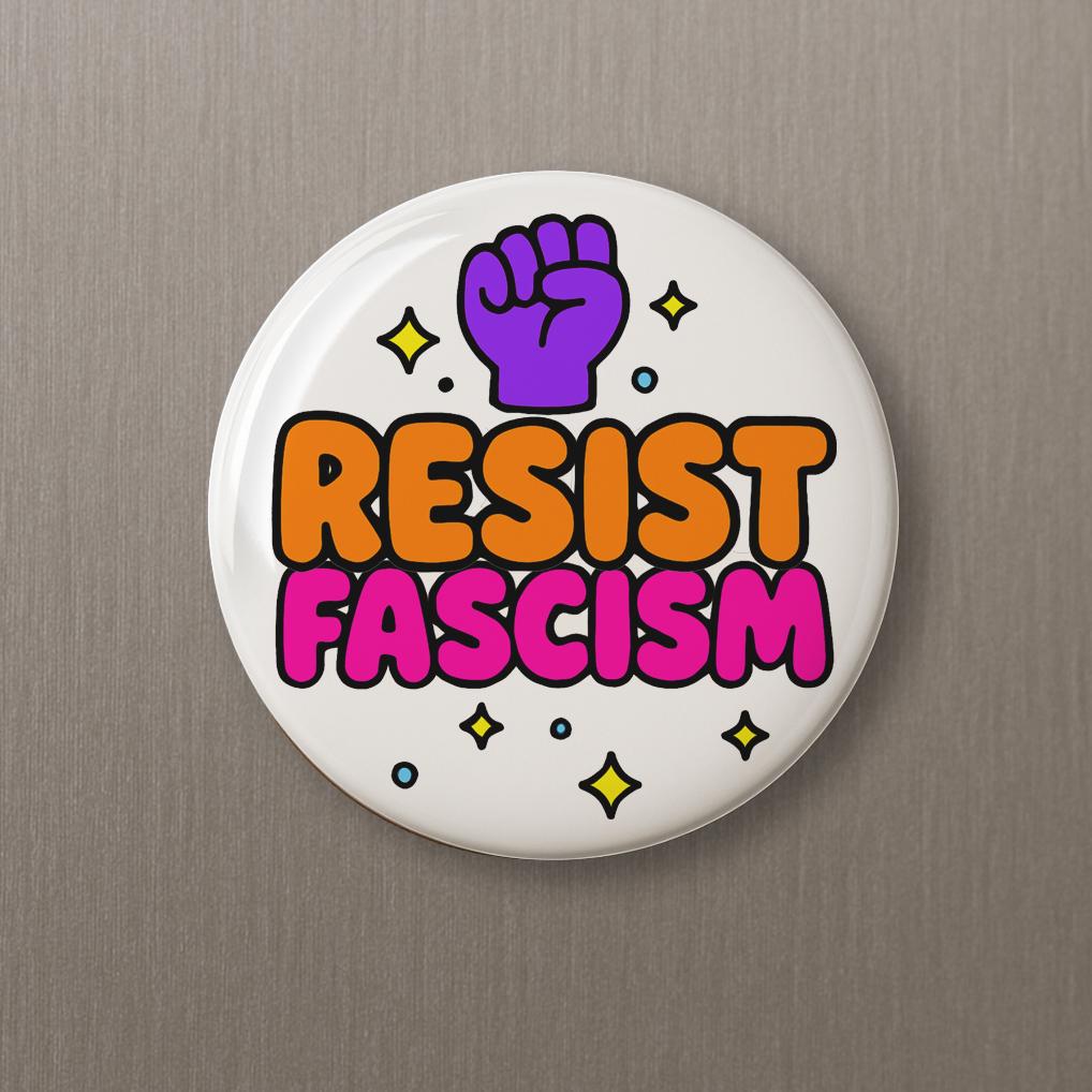 Resist Fascism Bubble button pin 8647 fuck trump fuck maga liberal blue wave