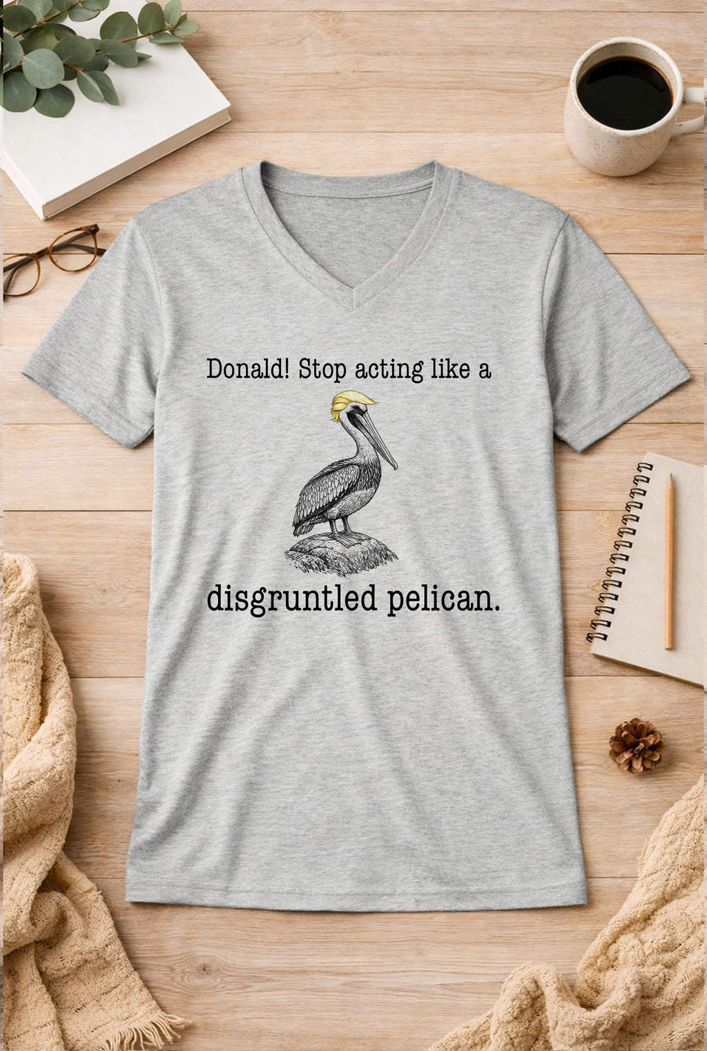 Disgruntled Pelican Unisex V-Neck T-Shirt