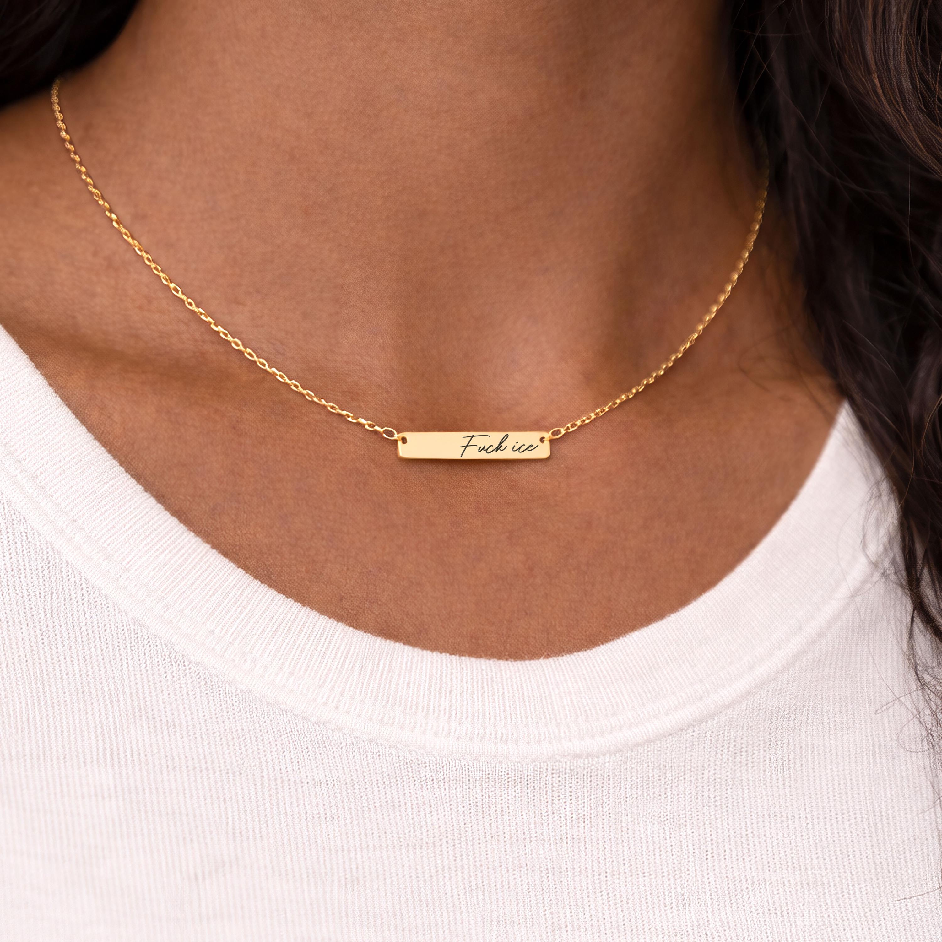 Fuck ice engraved necklace 18k gold plated protest gear