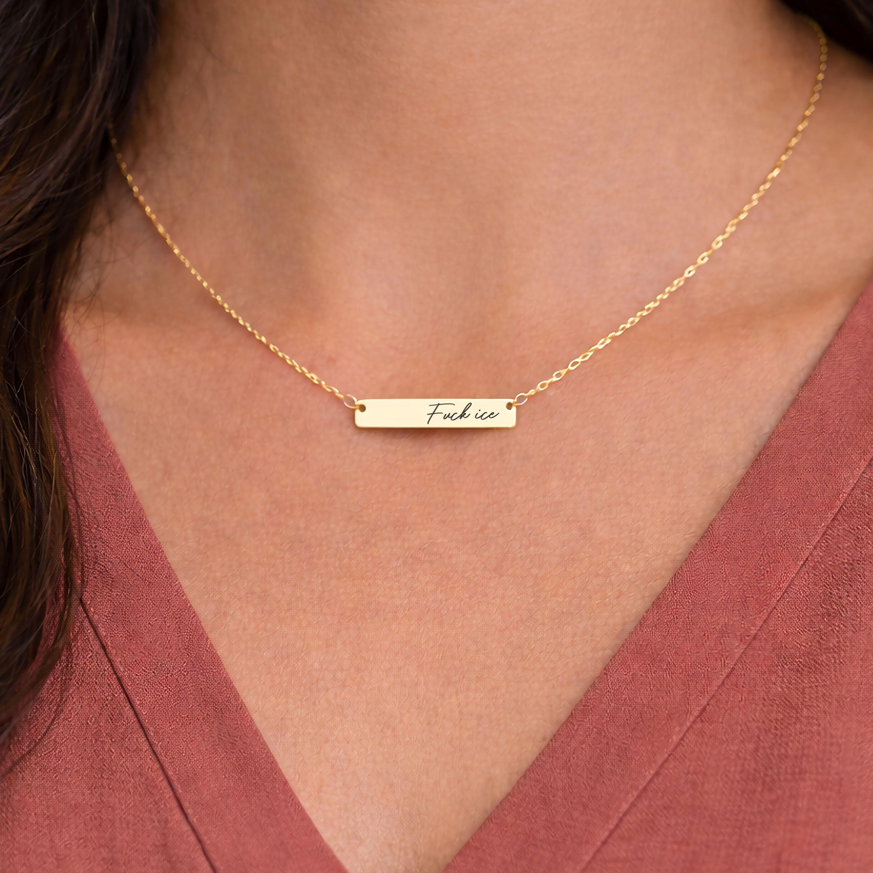 Fuck ice engraved necklace 18k gold plated protest gear
