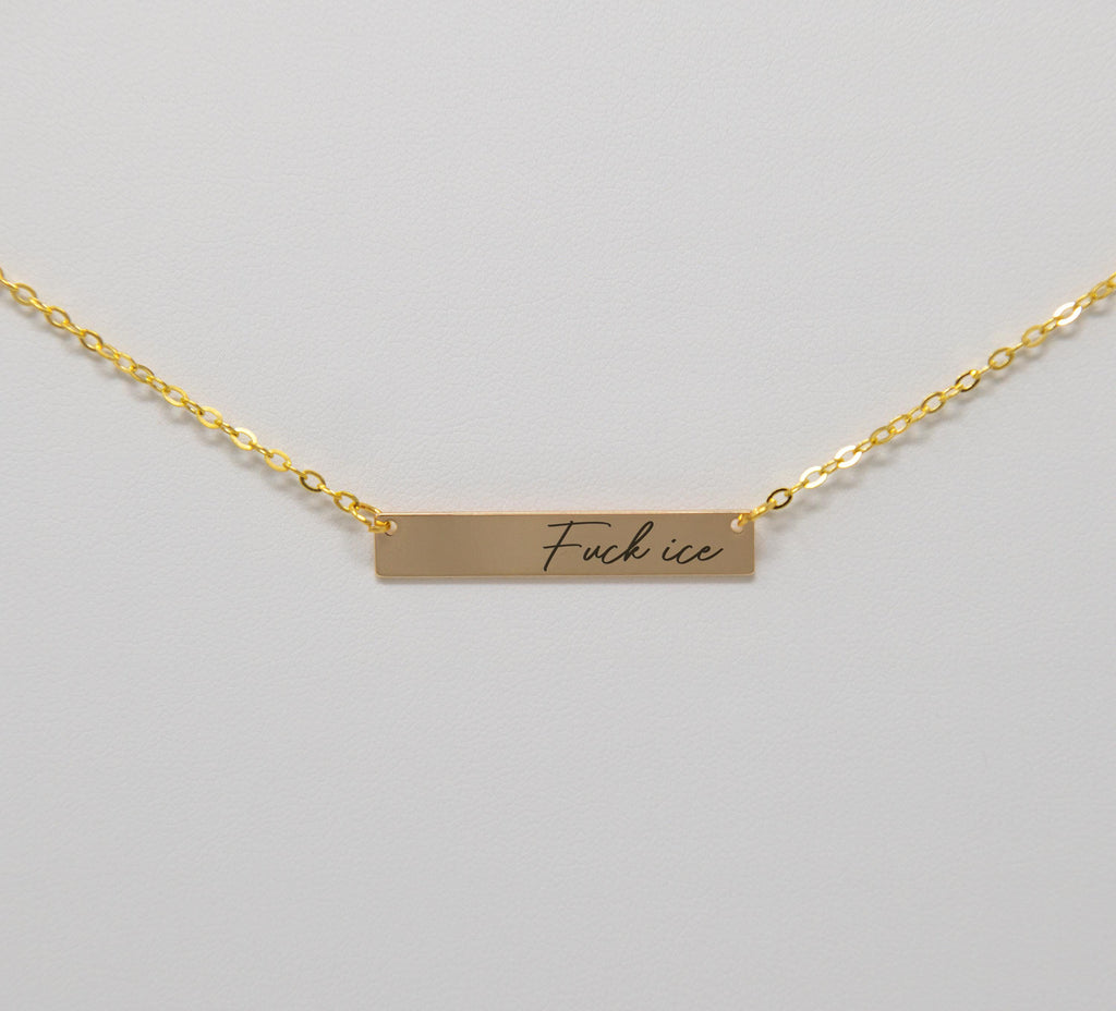 Fuck ice engraved necklace 18k gold plated protest gear