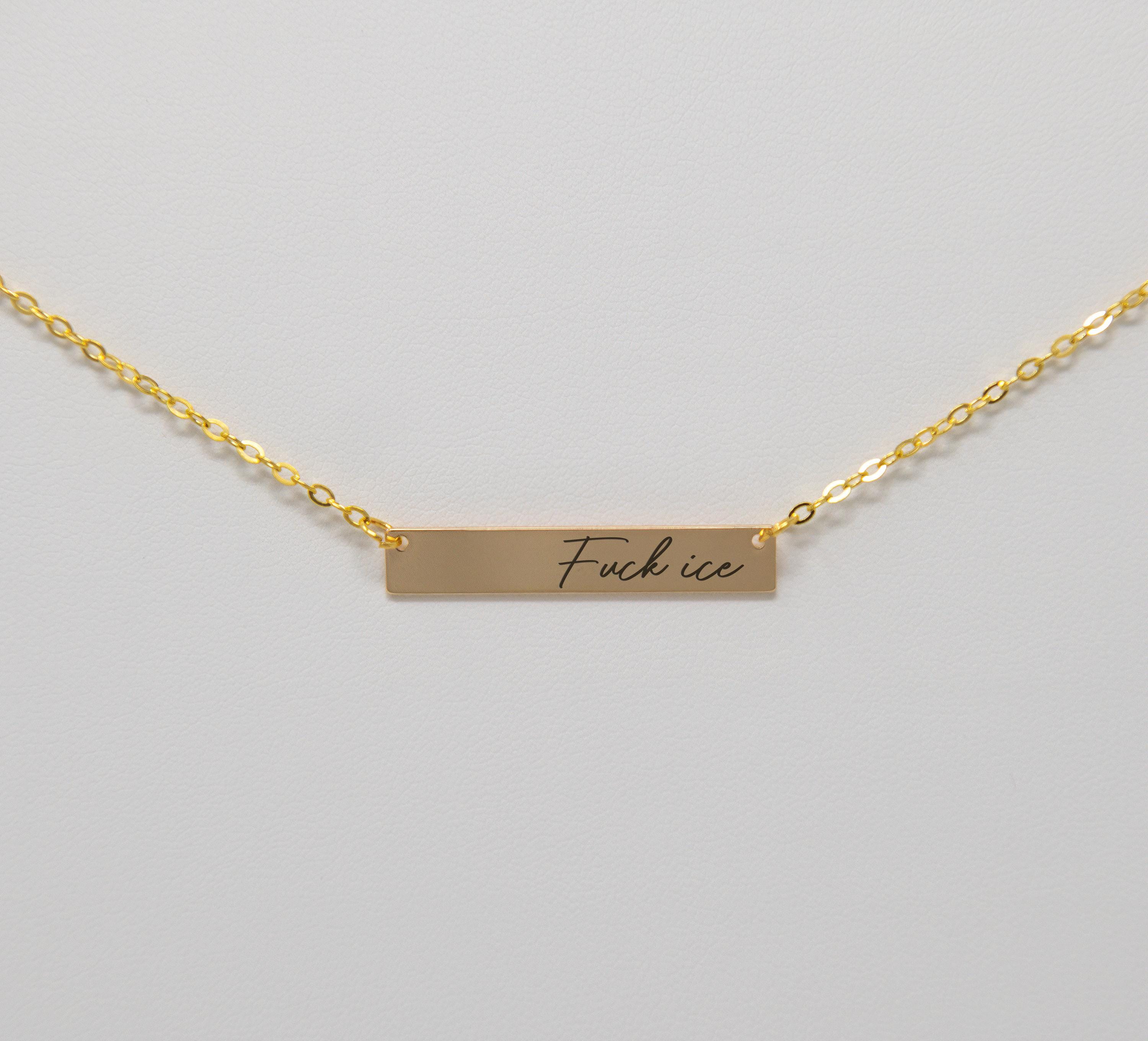 Fuck ice engraved necklace 18k gold plated protest gear