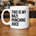 Nazi Puncher Coffee Mug Anti Fascist Mug Political Humor Ceramic Coffee Cup Activist Gift