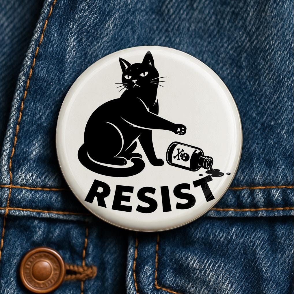 Cat Resist Fascism Button
