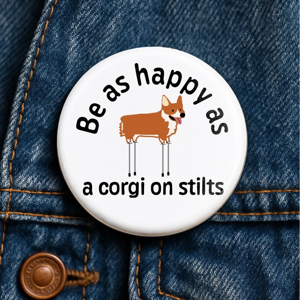 Corgi on Stilts Button
