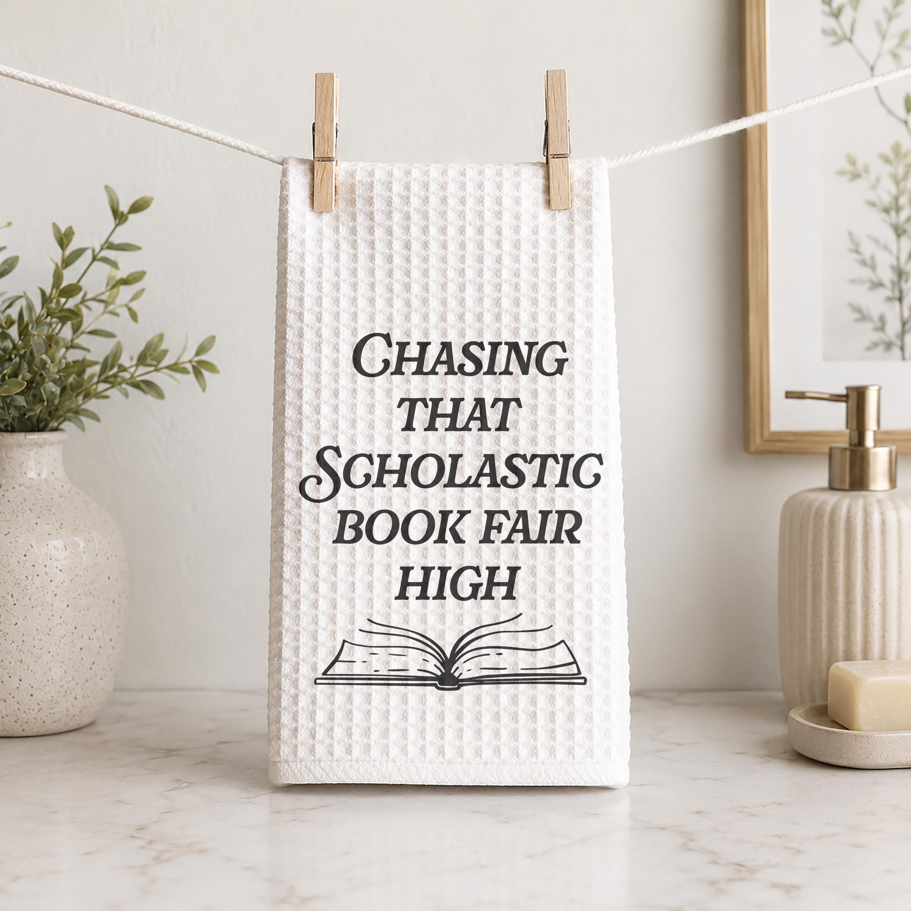 Chasing That Scholastic Book Fair High Hand Towel