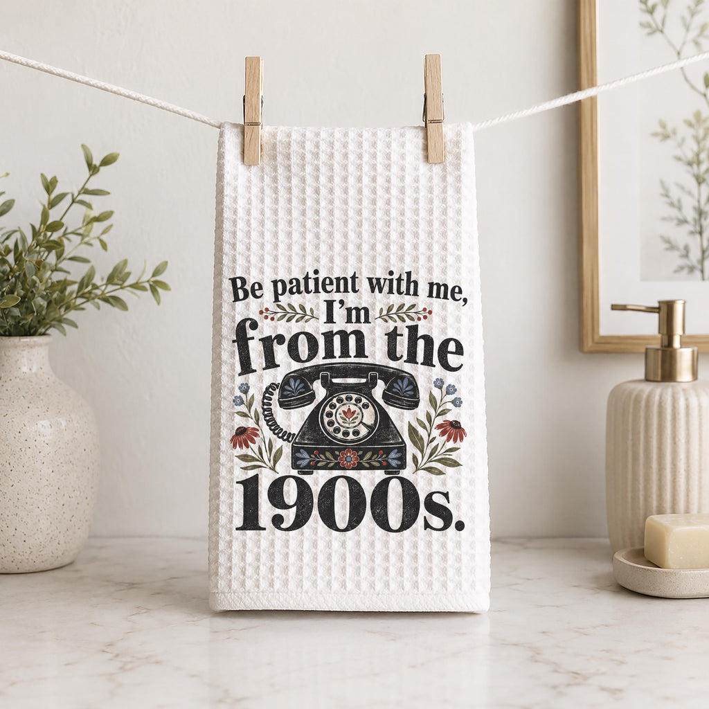 Retro Rotary Phone Kitchen Towel: Vintage Waffle Weave Humor Hand Towel