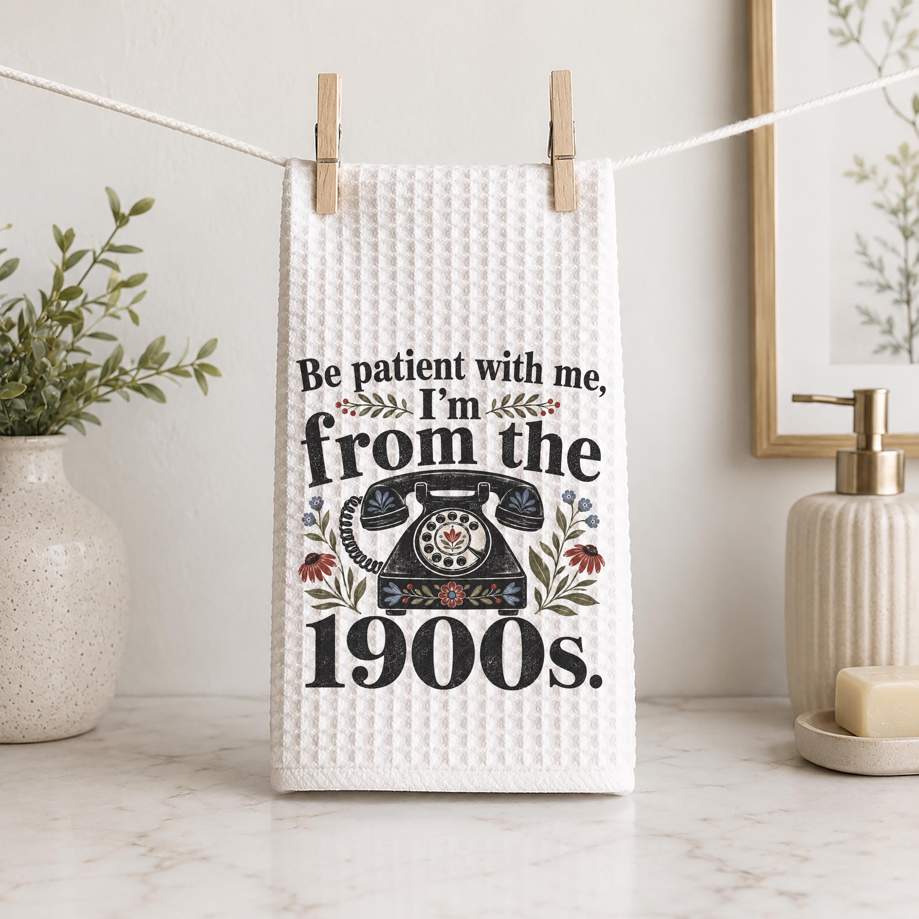 Retro Rotary Phone Kitchen Towel: Vintage Waffle Weave Humor Hand Towel