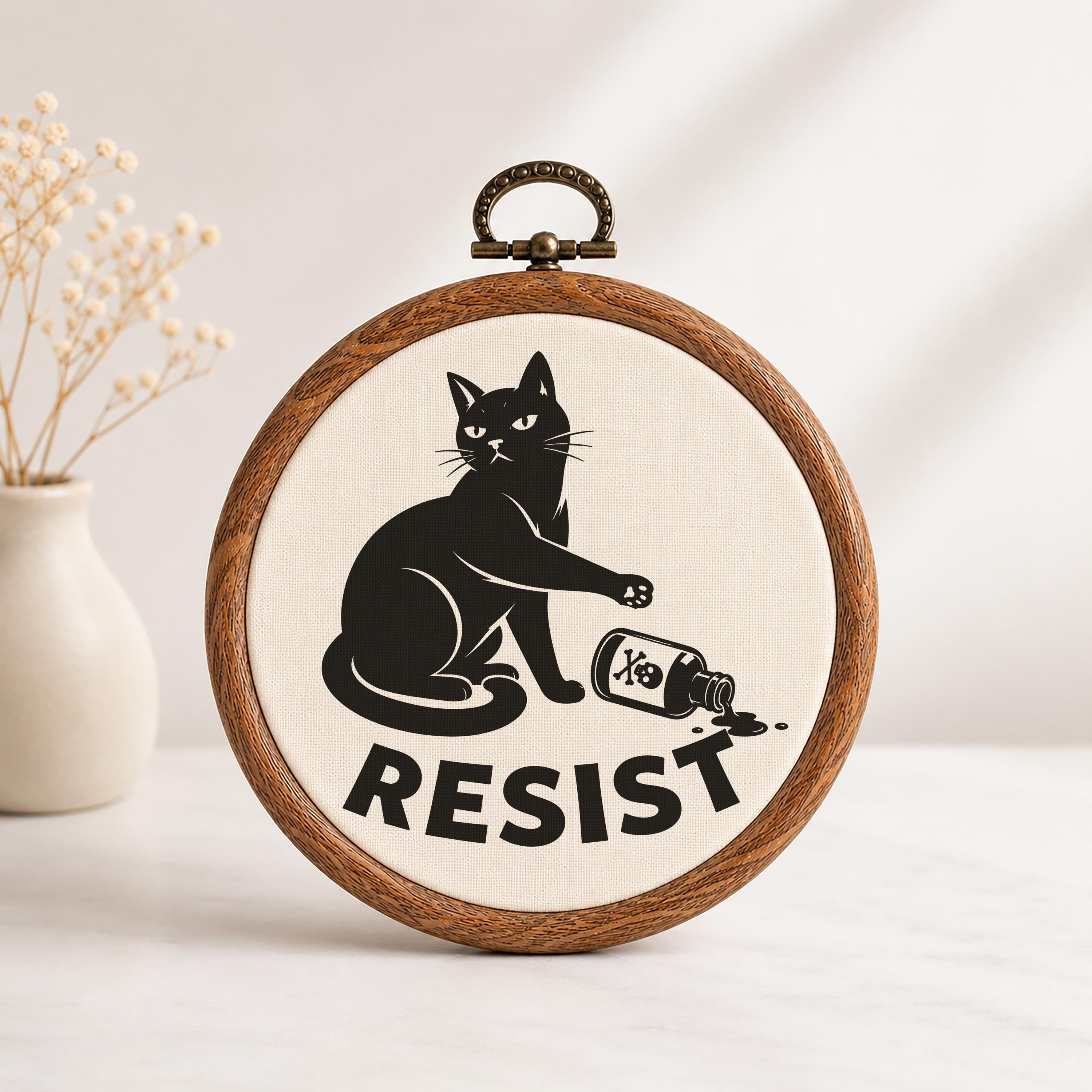 Resist Black Cat Wall Art