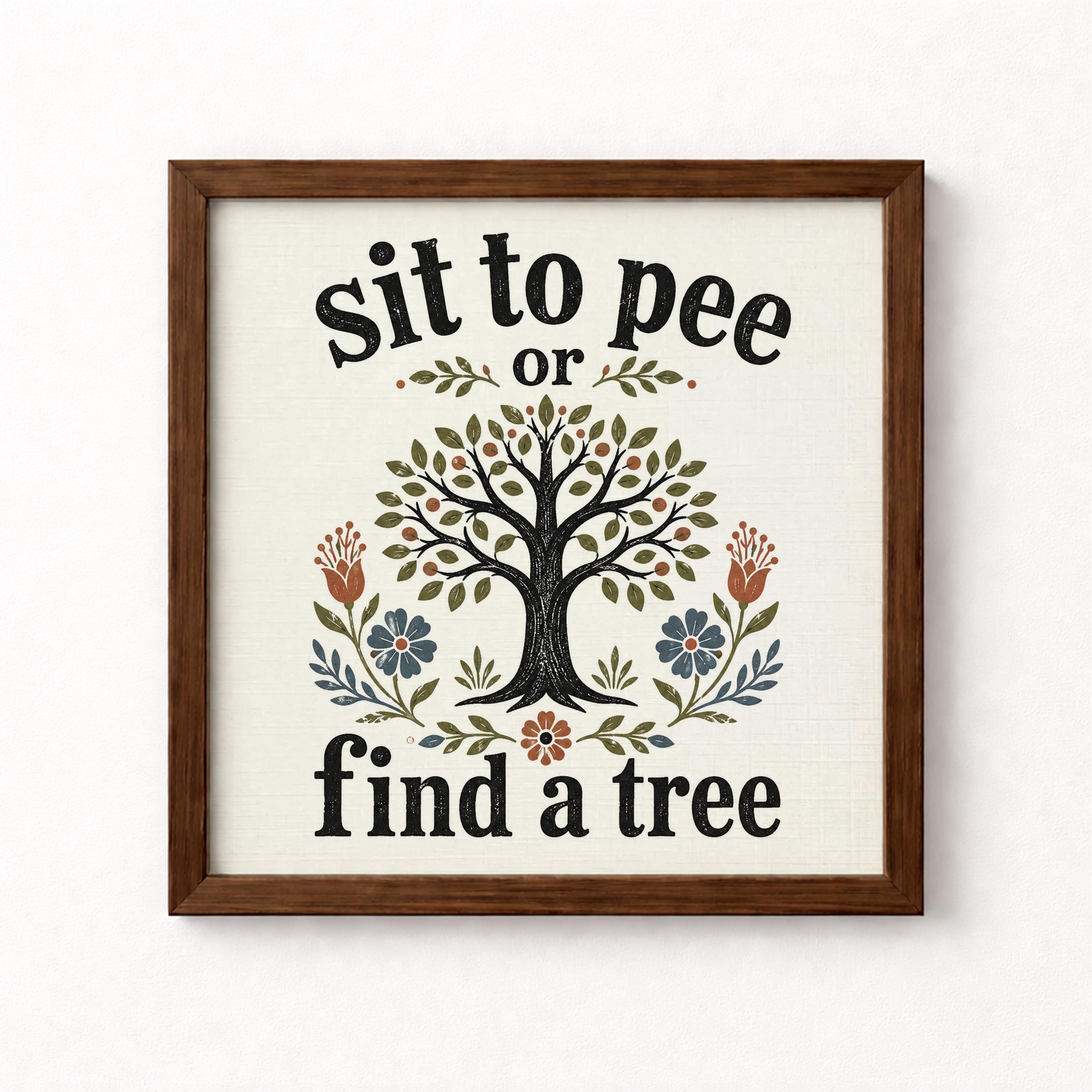 Sit to Pee or Find a Tree Unframed Art Print