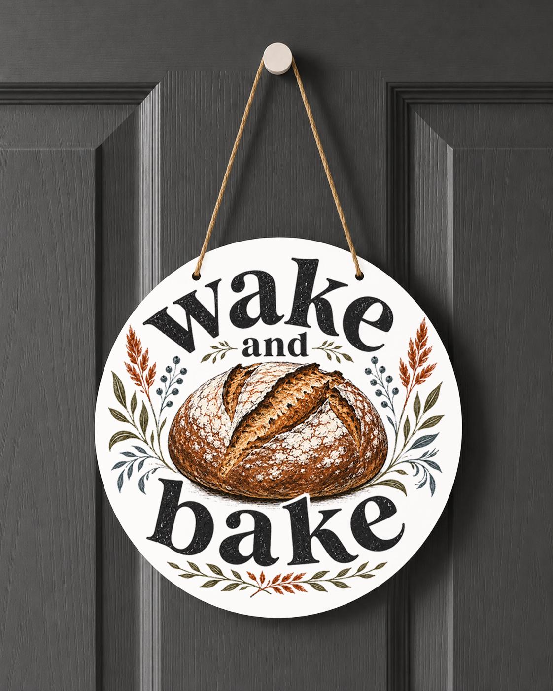 Wake and Bake Door Hanger Funny Sourdough Bread Lover Kitchen Decor