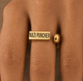 Nazi Puncher Engraved Adjustable Ring 18K Gold Plated Stainless Steel Protest Jewelry