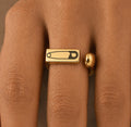 Safety Pin Engraved Adjustable Ring 18K Gold Plated Stainless Steel Ally Jewelry