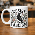 Resist Fascism Mug with Blackbird Botanical Art  Political Statement Ceramic Cup