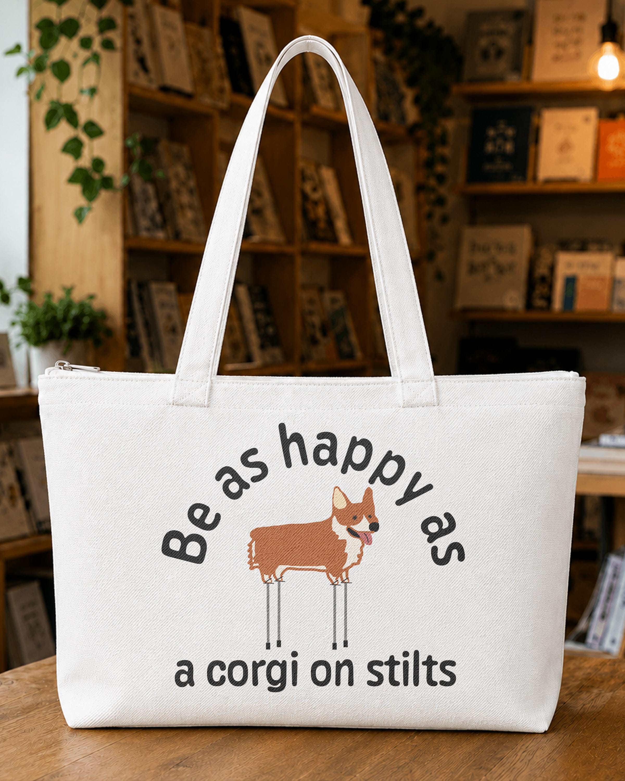 Be As Happy As A Corgi On Stilts Tote Bag