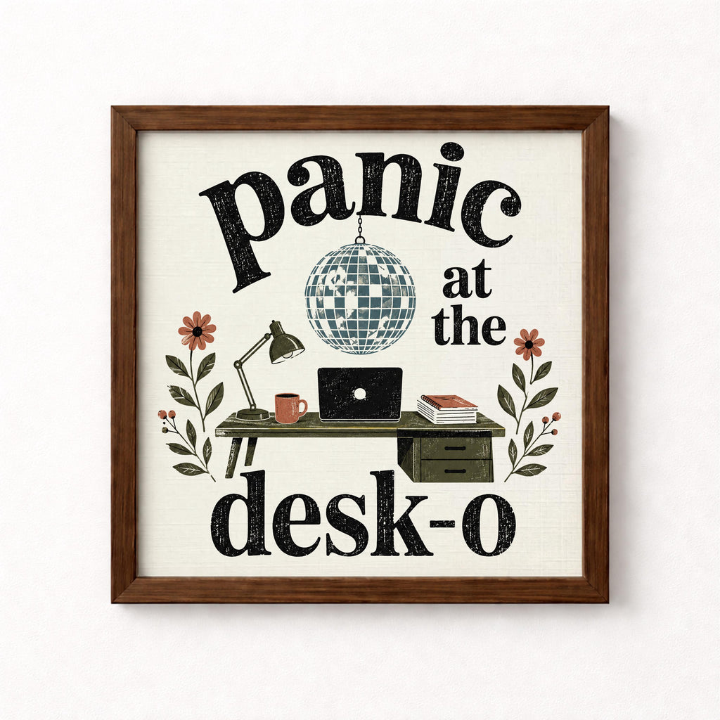 Panic at the Desk O Unframed Art Print