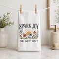 Spark Joy or Get Out Hand Towel  Boho Botanical Waffle Weave Kitchen Towel