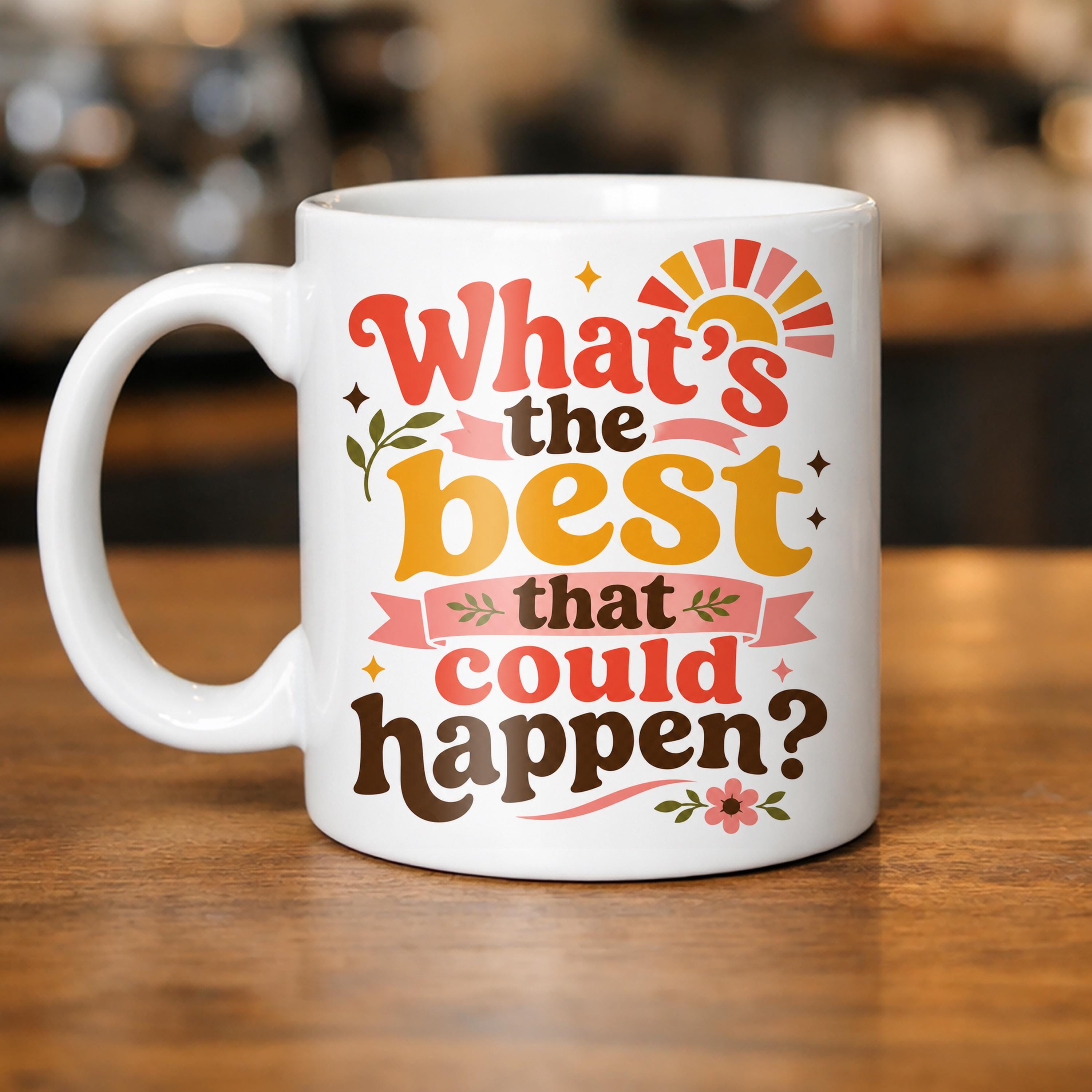 What's the Best That Could Happen Mug Positive Mindset Coffee Mug Anxiety Recovery Gift