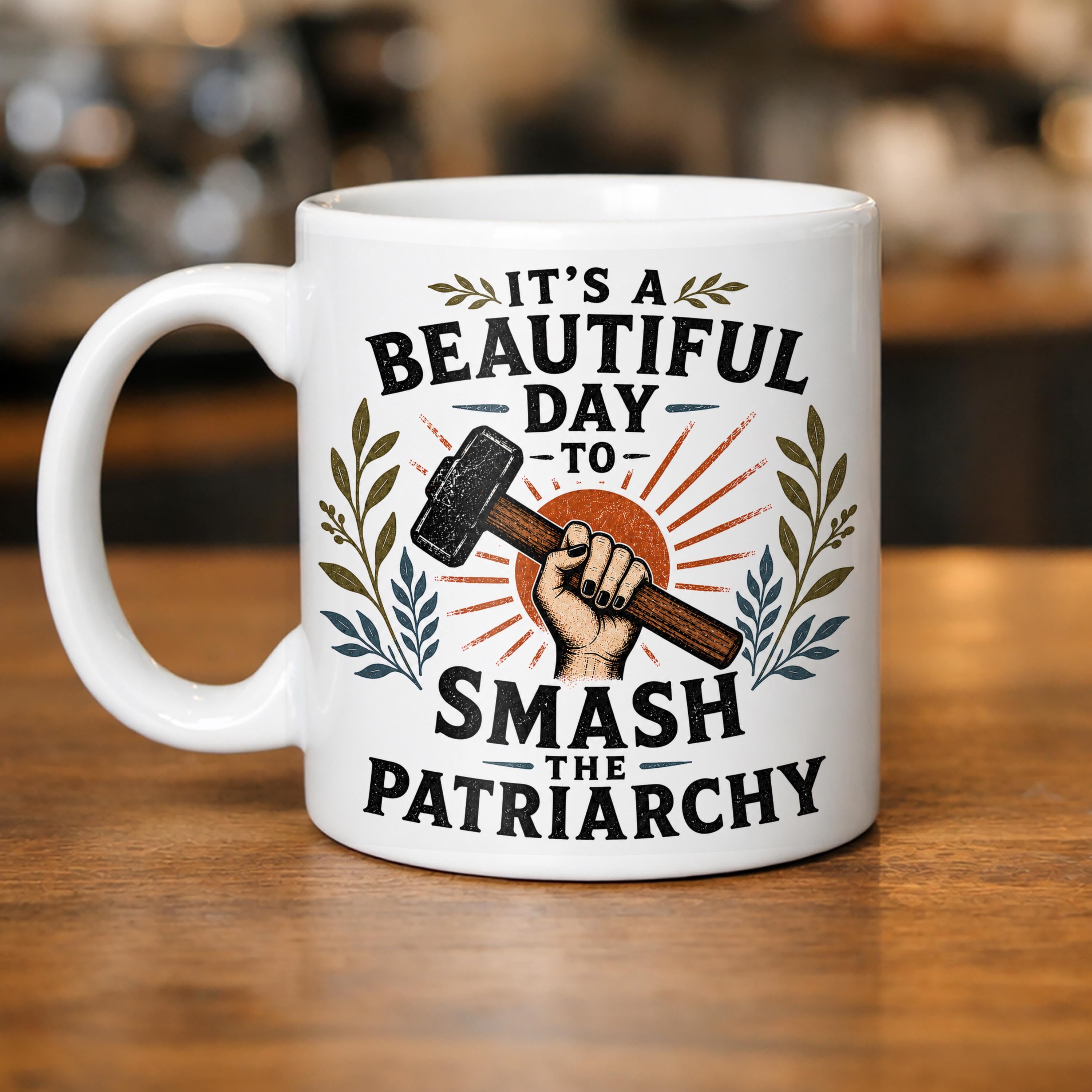 Feminist Coffee Mug: Smash the Patriarchy, Women's Rights Activist Cup