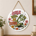 Girls Will Be Girls Door Hanger Feminist Sign Praying Mantis Outdoor Hanging Decoration Biology Decor
