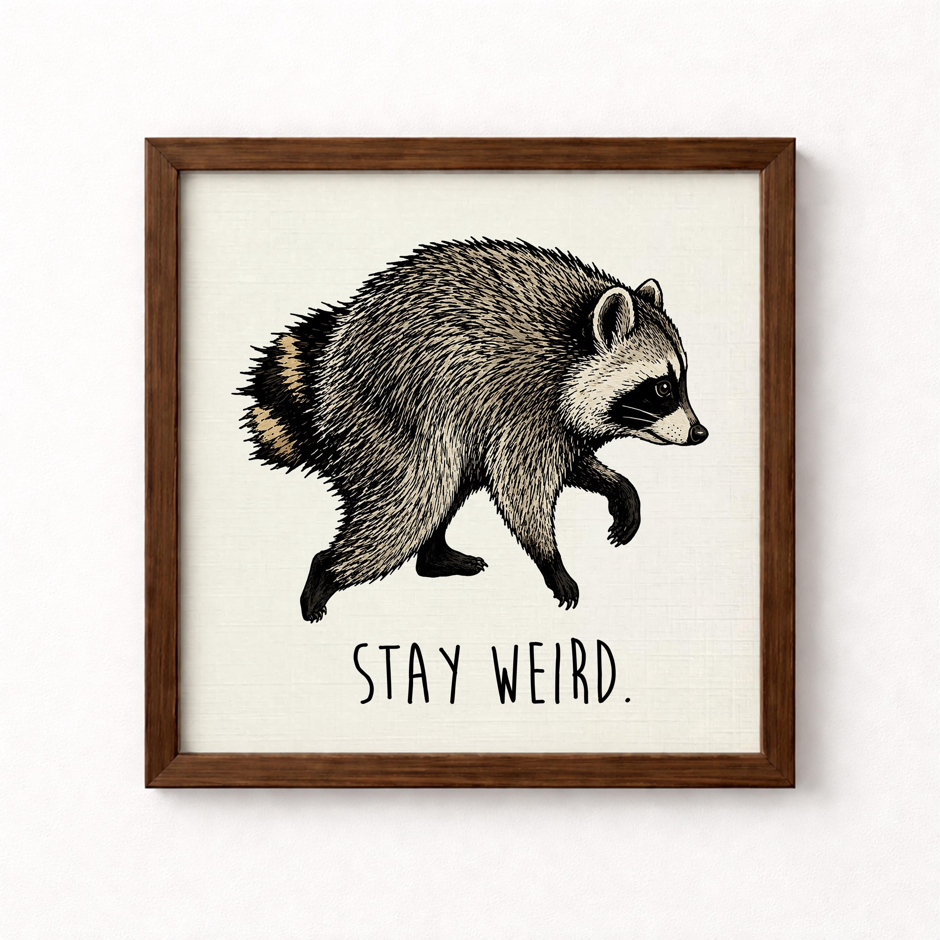 Jimothy the Raccoon Stay Weird Unframed Art Print