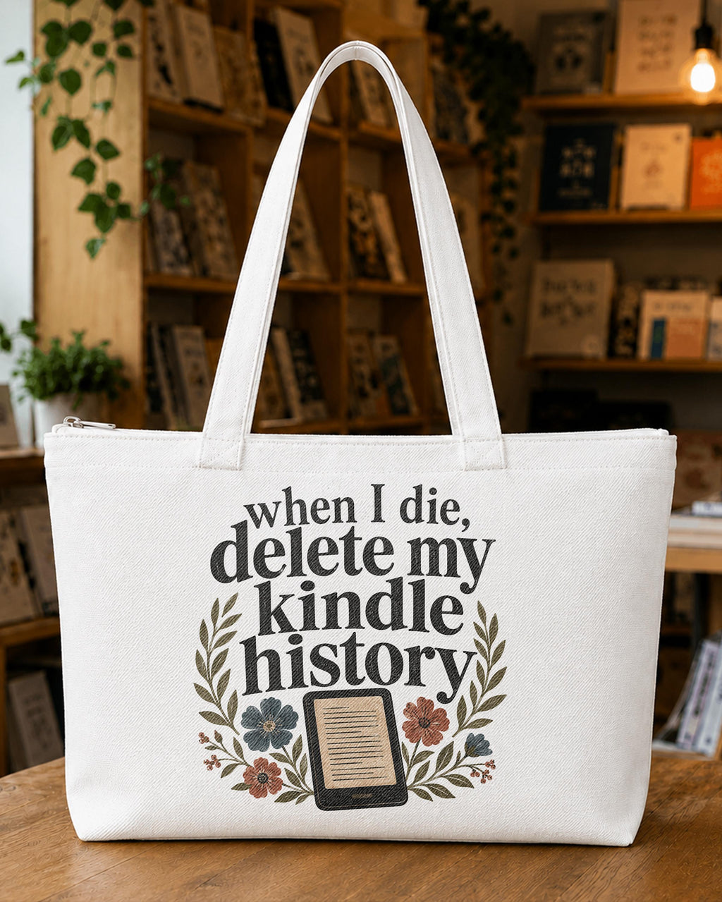 When I Die Delete My Kindle History Tote Bag