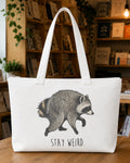 Jimothy the Raccoon Stay Weird Tote Bag