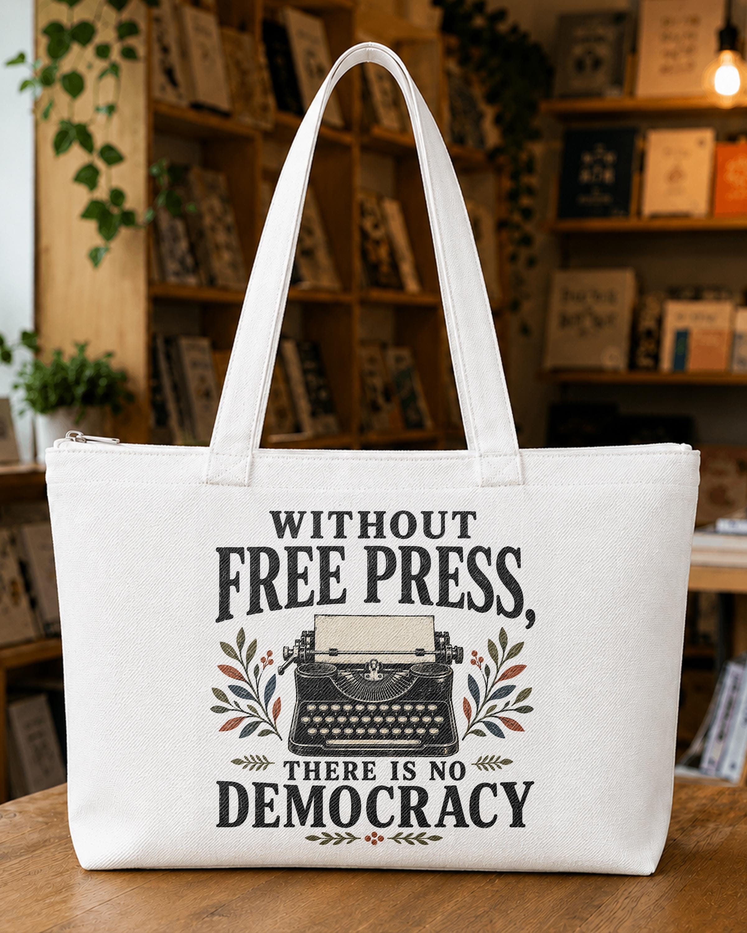 Without Free Press There Is No Democracy Tote Bag