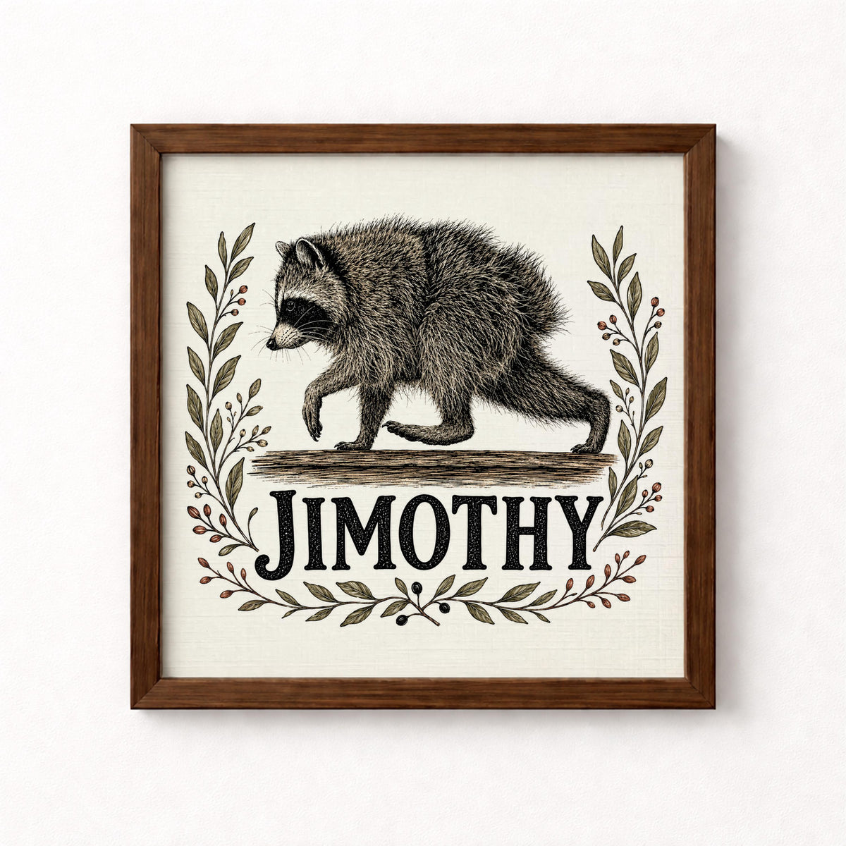 Jimothy Raccoon Unframed Art Print