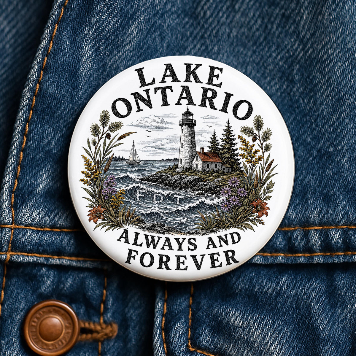 Lake Ontario Button Hidden FDT Anti Trump Pin Great Lakes Political Button Liberal Protest Pin Canada Resistance Anti MAGA Gift