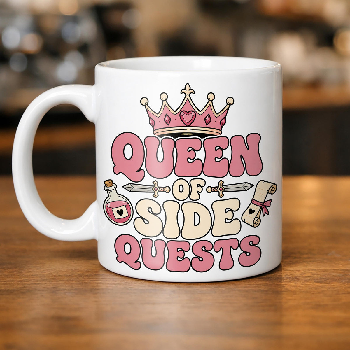 Queen of Side Quests Pink Mug