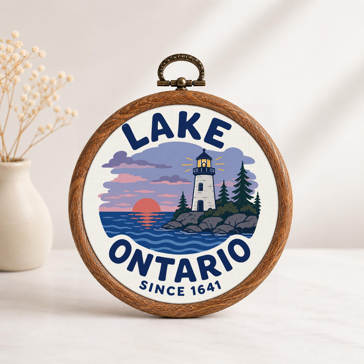 Lake Ontario Since 1641 Faux Embroidery Hoop