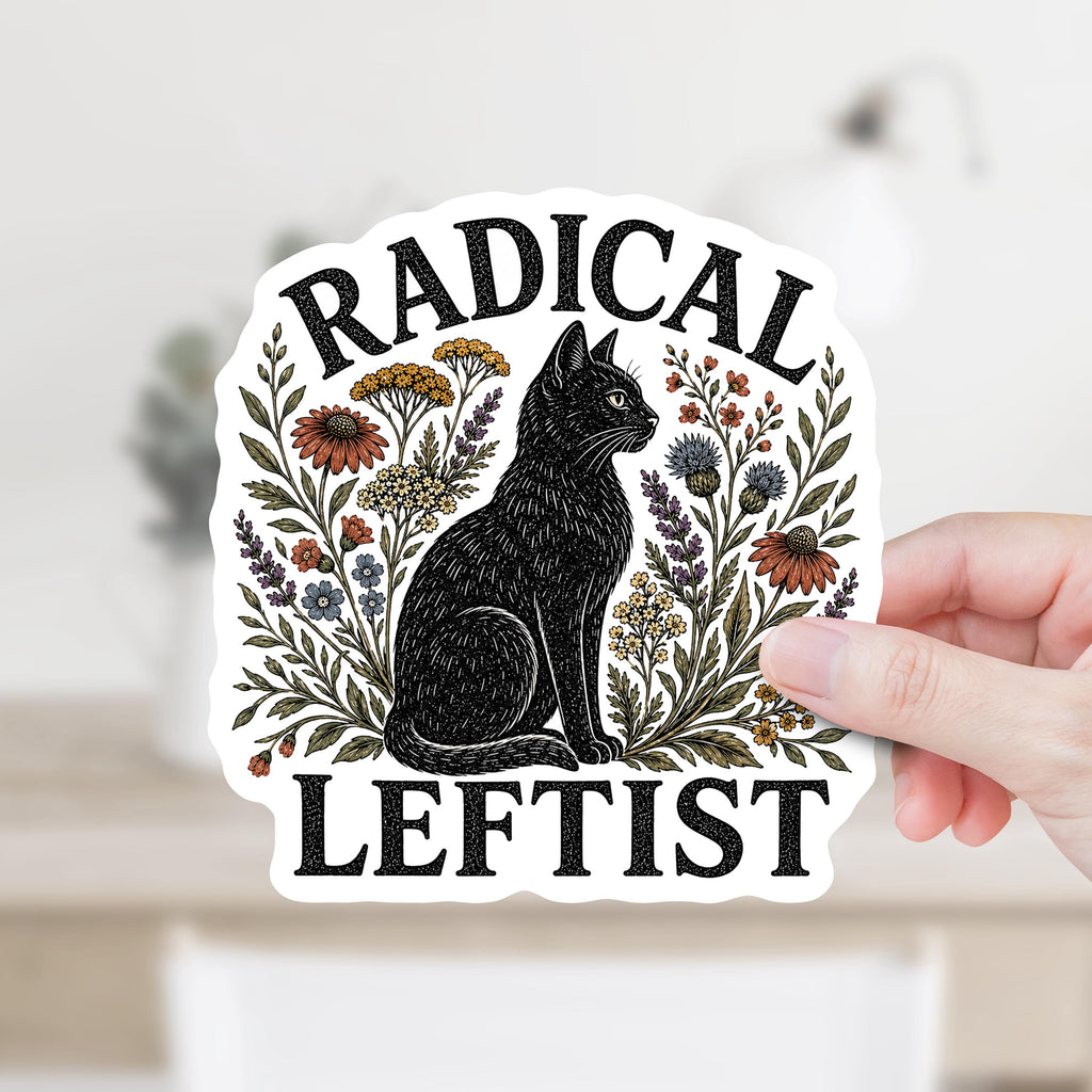 Radical Leftist Black Cat Sticker or Magnet