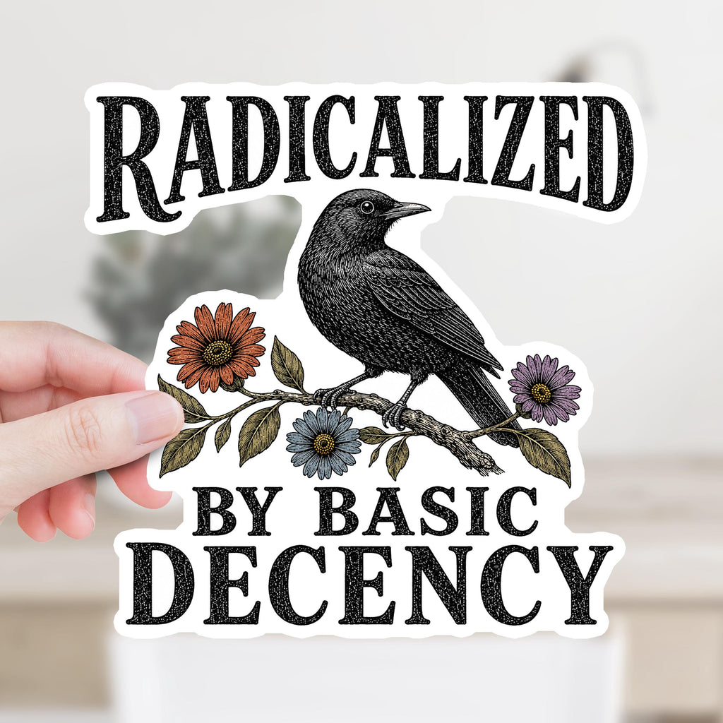 Radicalized by Basic Decency Sticker or Magnet