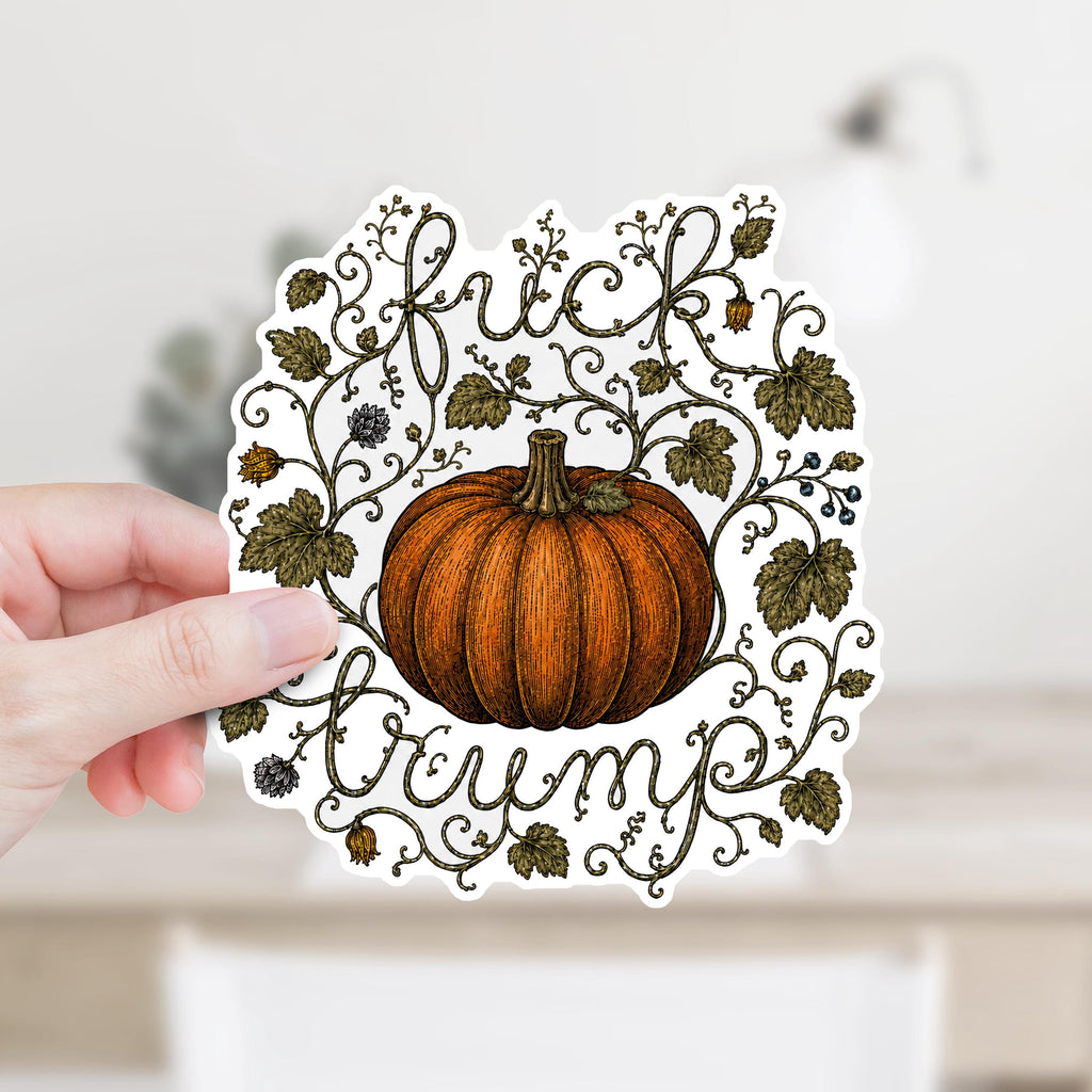 Fuck Trump Pumpkin Sticker or Magnet