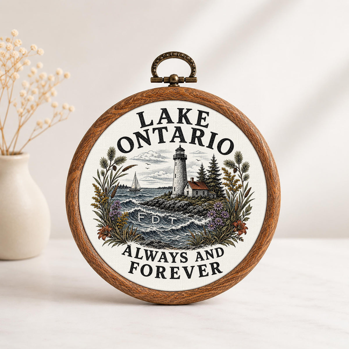 Lake Ontario Hidden FDT Faux Embroidery Hoop