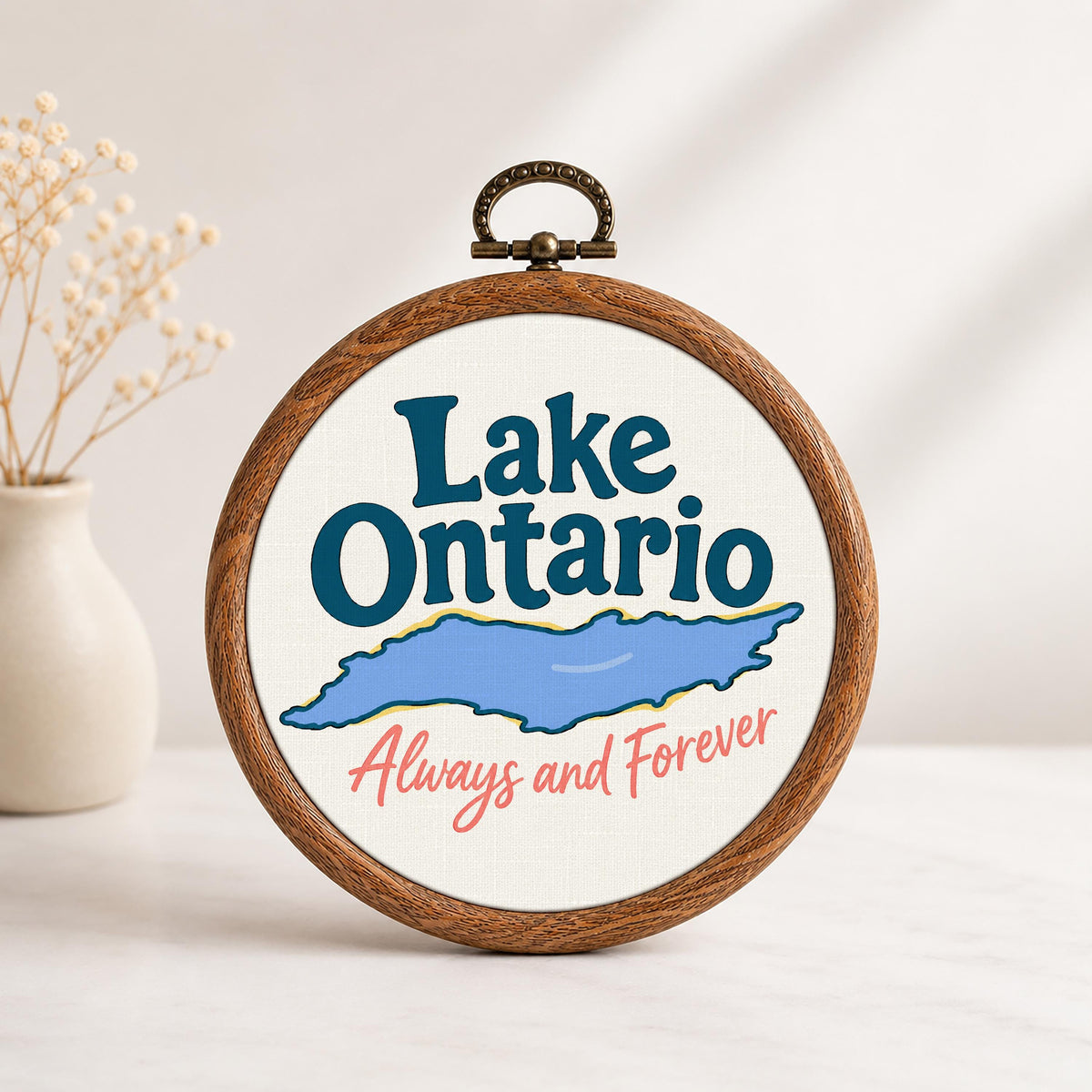 Lake Ontario Faux Embroidery Hoop