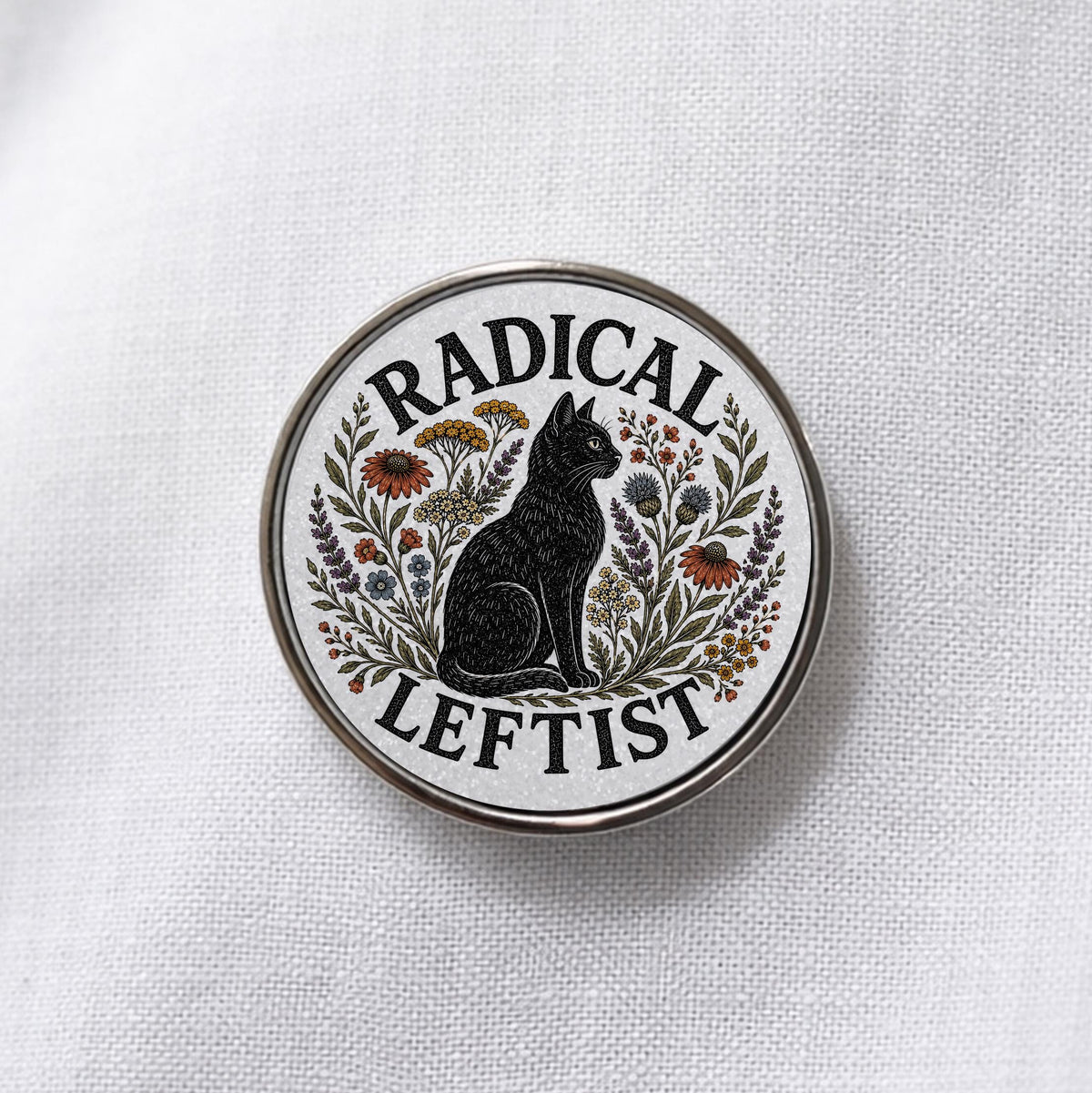 Radical Leftist Black Cat Lapel Pin
