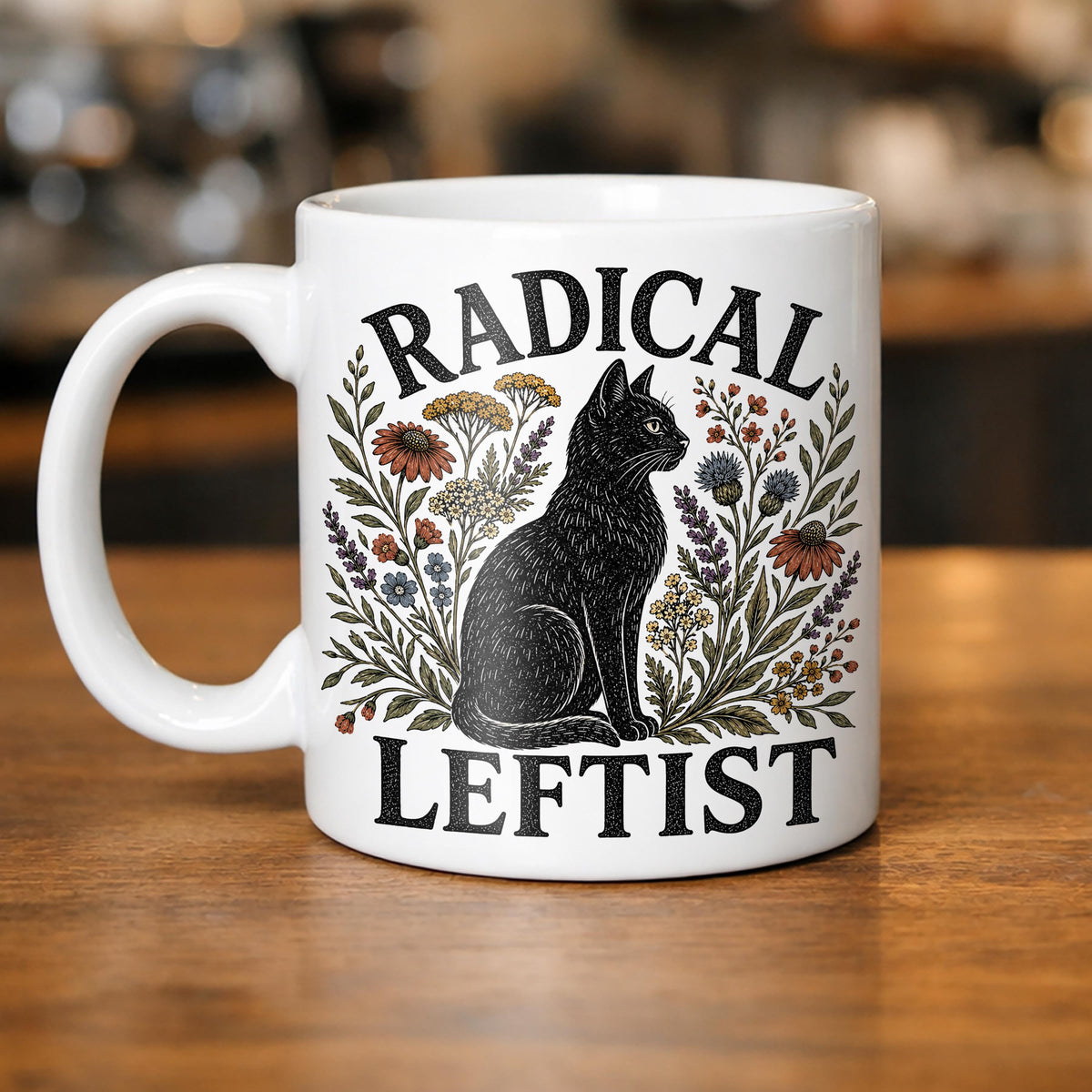Radical Leftist Black Cat Mug