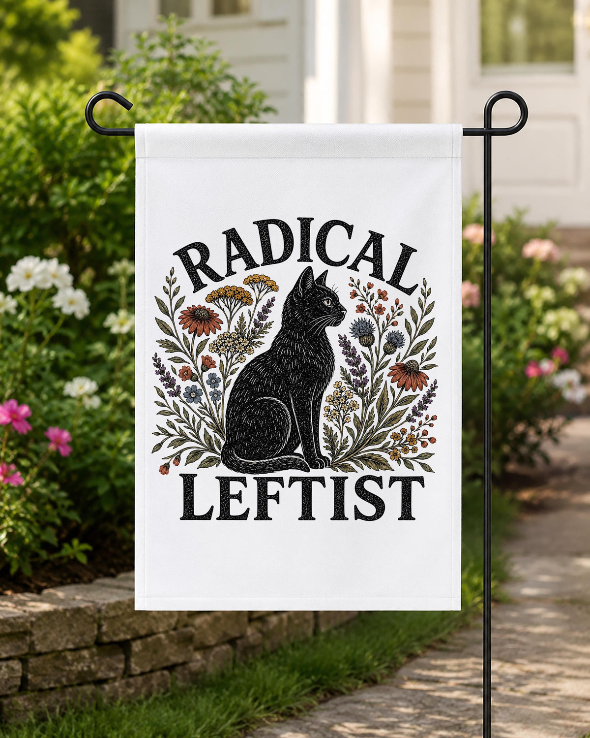 Radical Leftist Black Cat Garden Flag