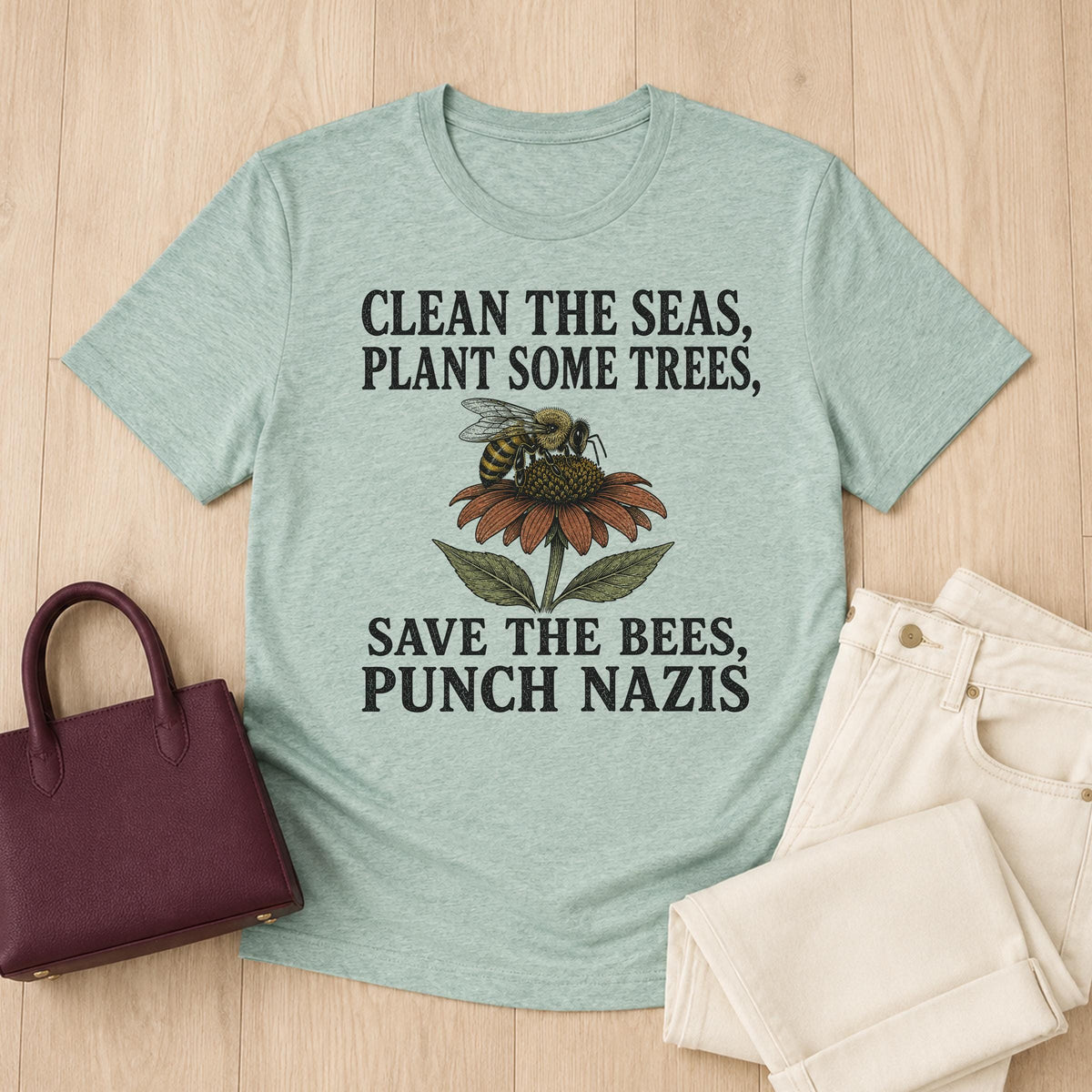 Clean the Seas Save the Bees Punch Nazis Shirt