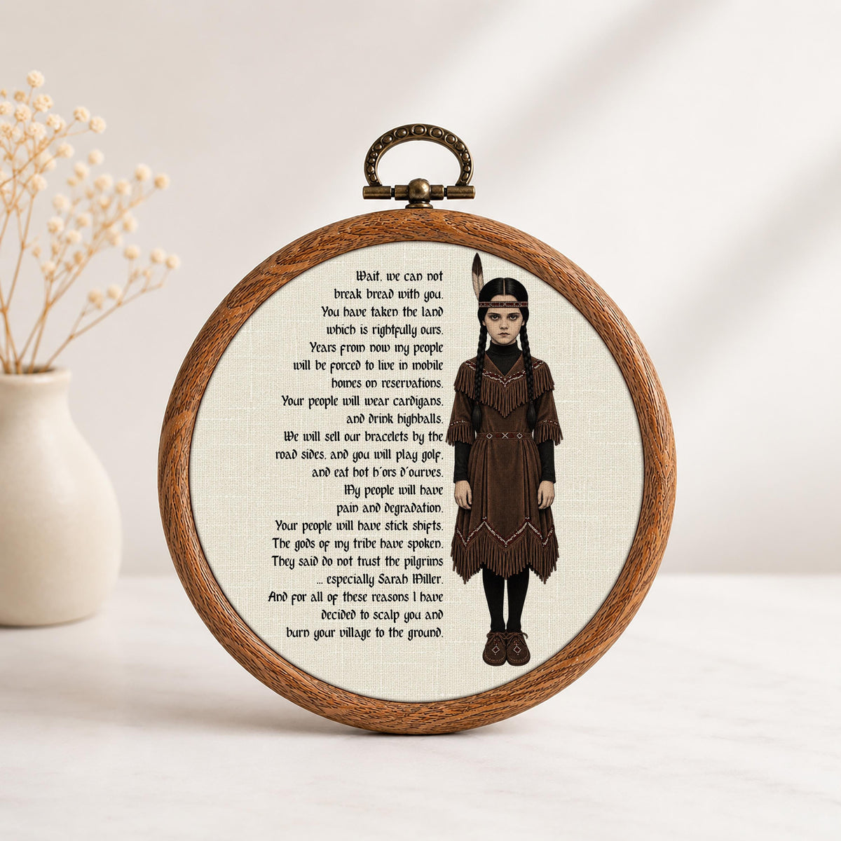 Dark Humor Thanksgiving Faux Embroidery Hoop