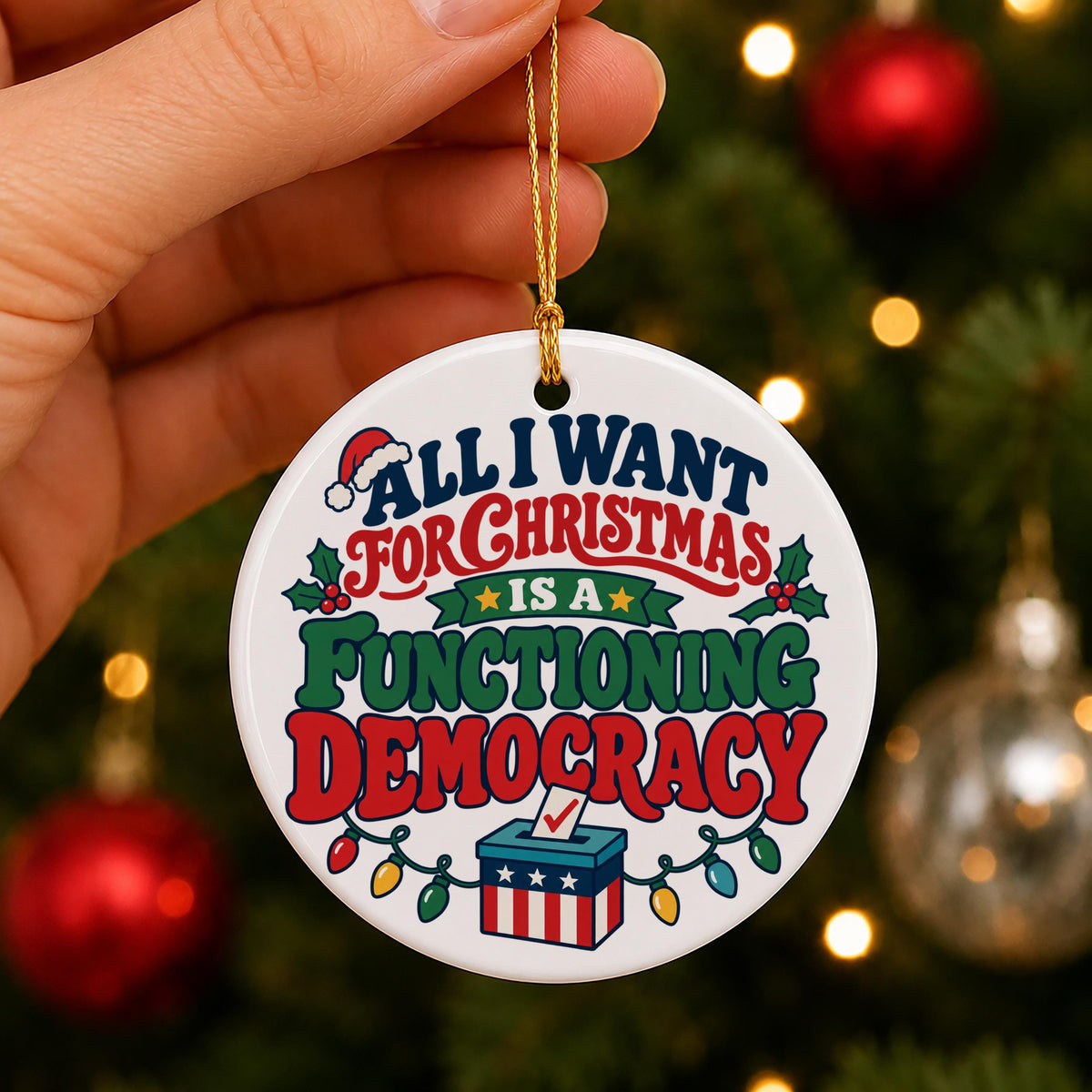 All I Want for Christmas Is a Functioning Democracy Ornament